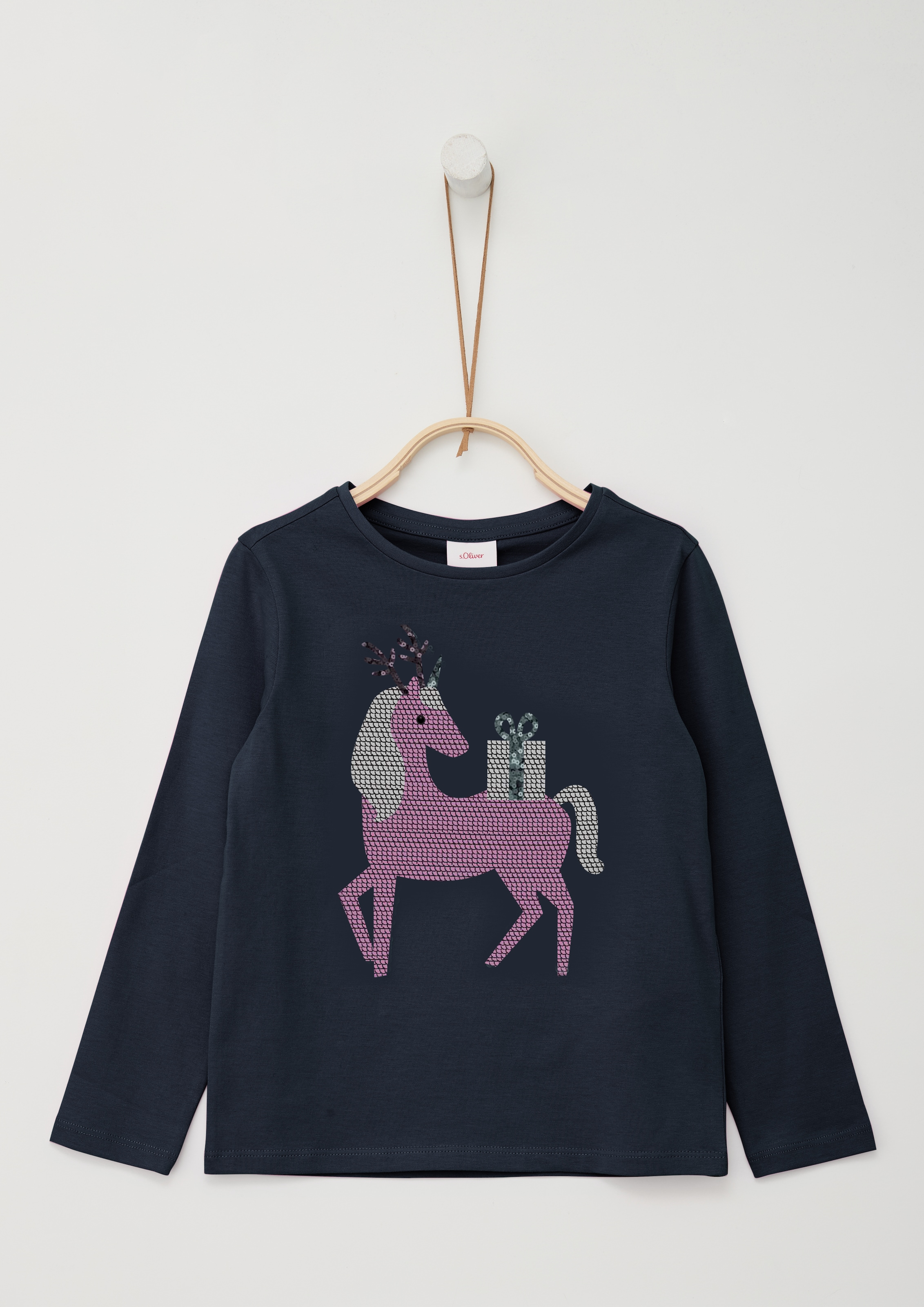 s.Oliver Junior Langarmshirt, mit Pferd aus Pailletten