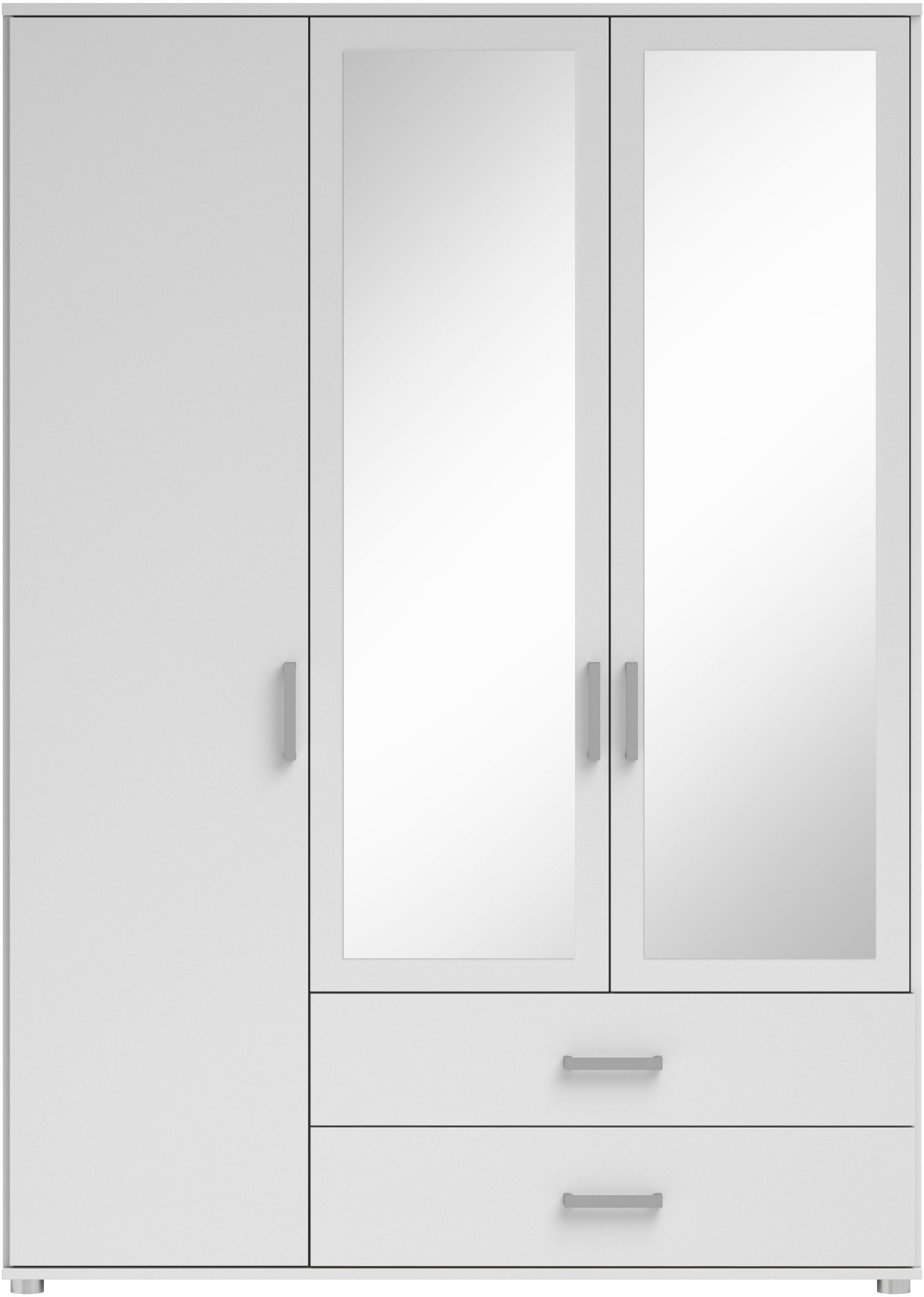 Schlafkontor Drehtürenschrank »Ivar Kleiderschrank mit Spiegel«, inklusive 2 Spiegeltüren und 2 farblich abgesetzten Schubkästen