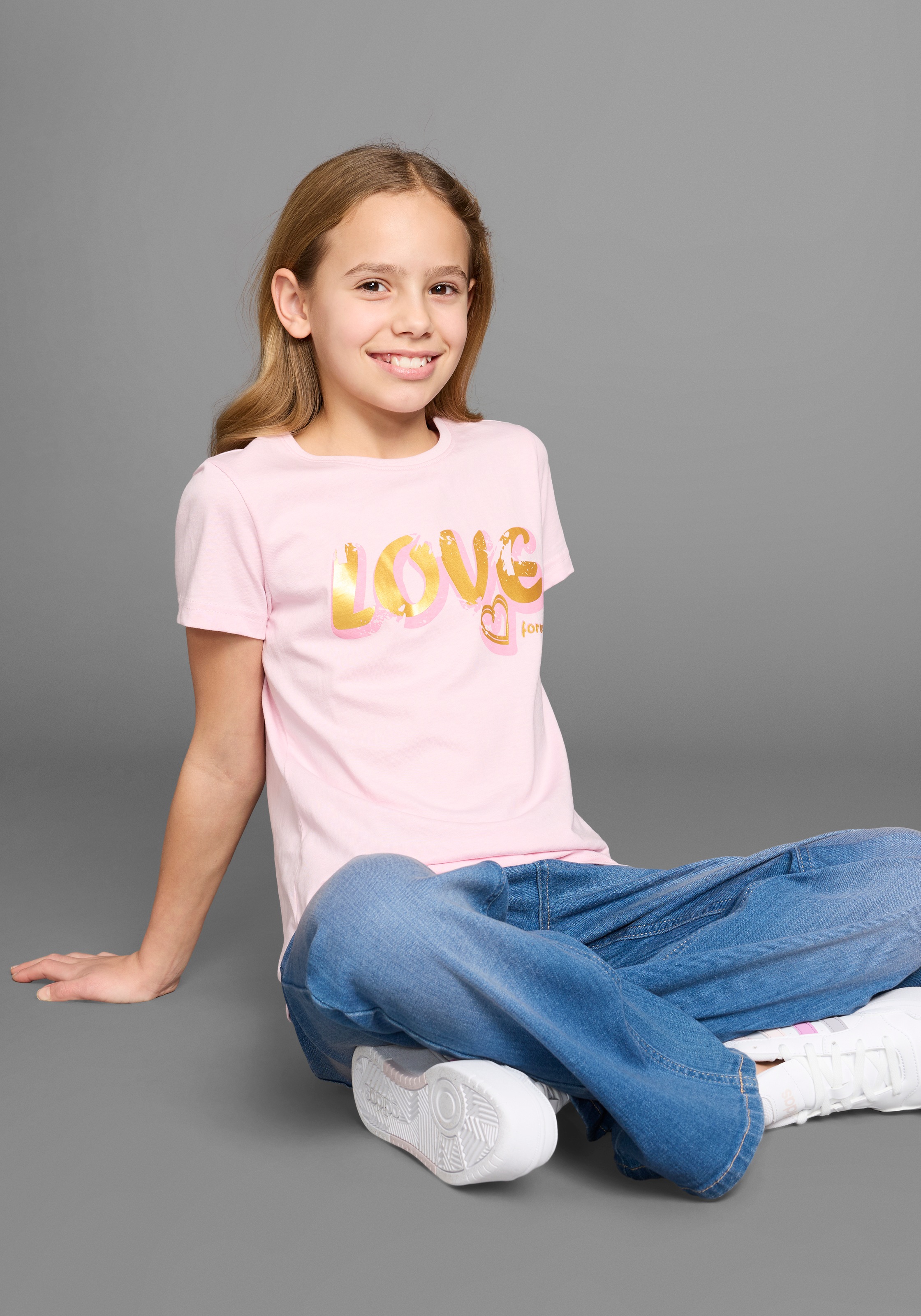 DELMAO T-Shirt »2er Pack T-Shirt mit Foliendruck«, (Packung, 2 tlg.), 2er Packung T-Shirts