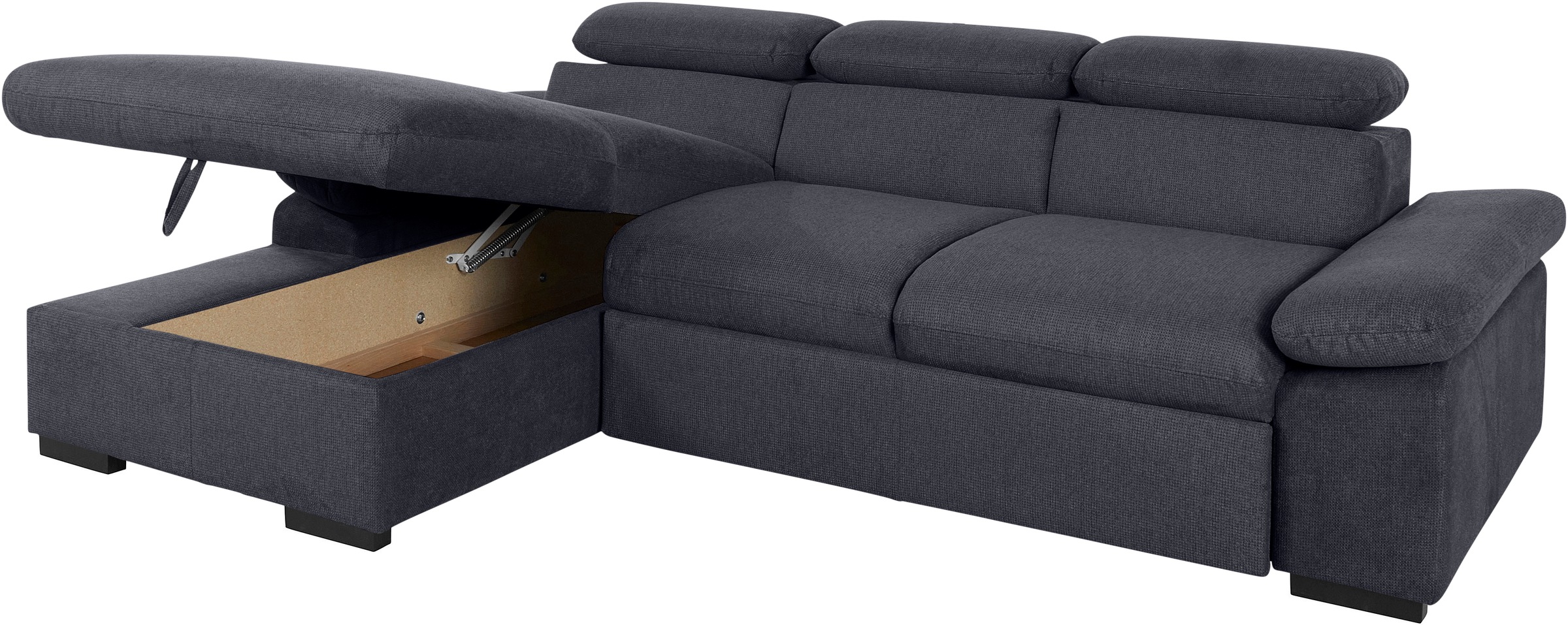 COTTA Ecksofa »Lola L-Form mit Kopfteilfunktion & Hocker«, (Set, mit Hocker), wahlweise mit Bettfunktion, Bettkasten & Armteilverstellung