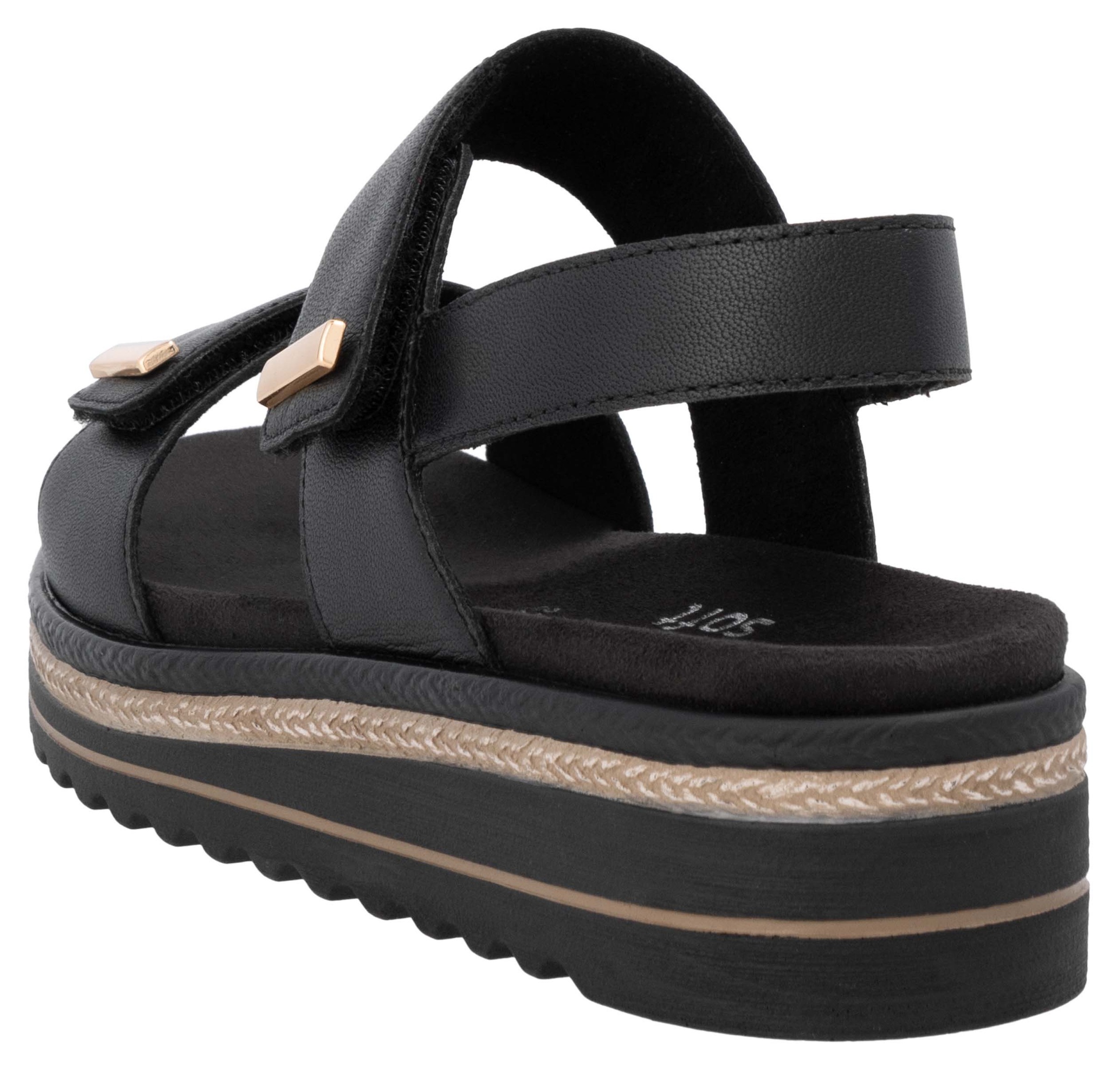 Plateausandaletten REMONTE "Remonte Sandalen Glattleder", Damen, Gr. 41, schwarz, Glattleder, Schuhe 3