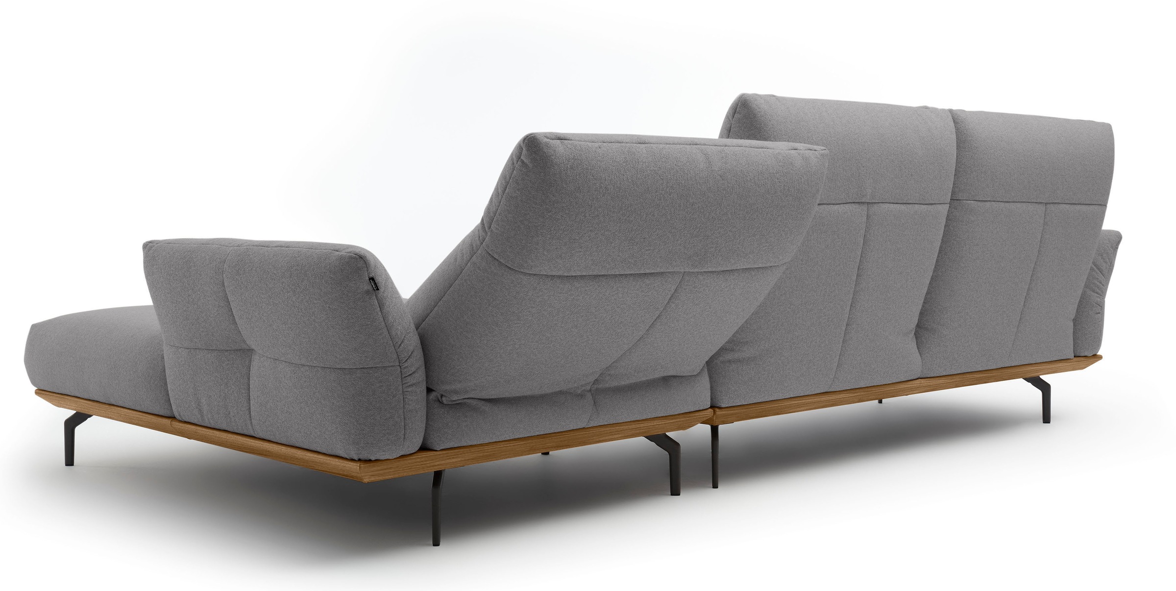 Creation BY ROLF BENZ Ecksofa »CR.460«, Sockel in Nussbaum, Winkelfüße in Umbragrau, Breite 318 cm