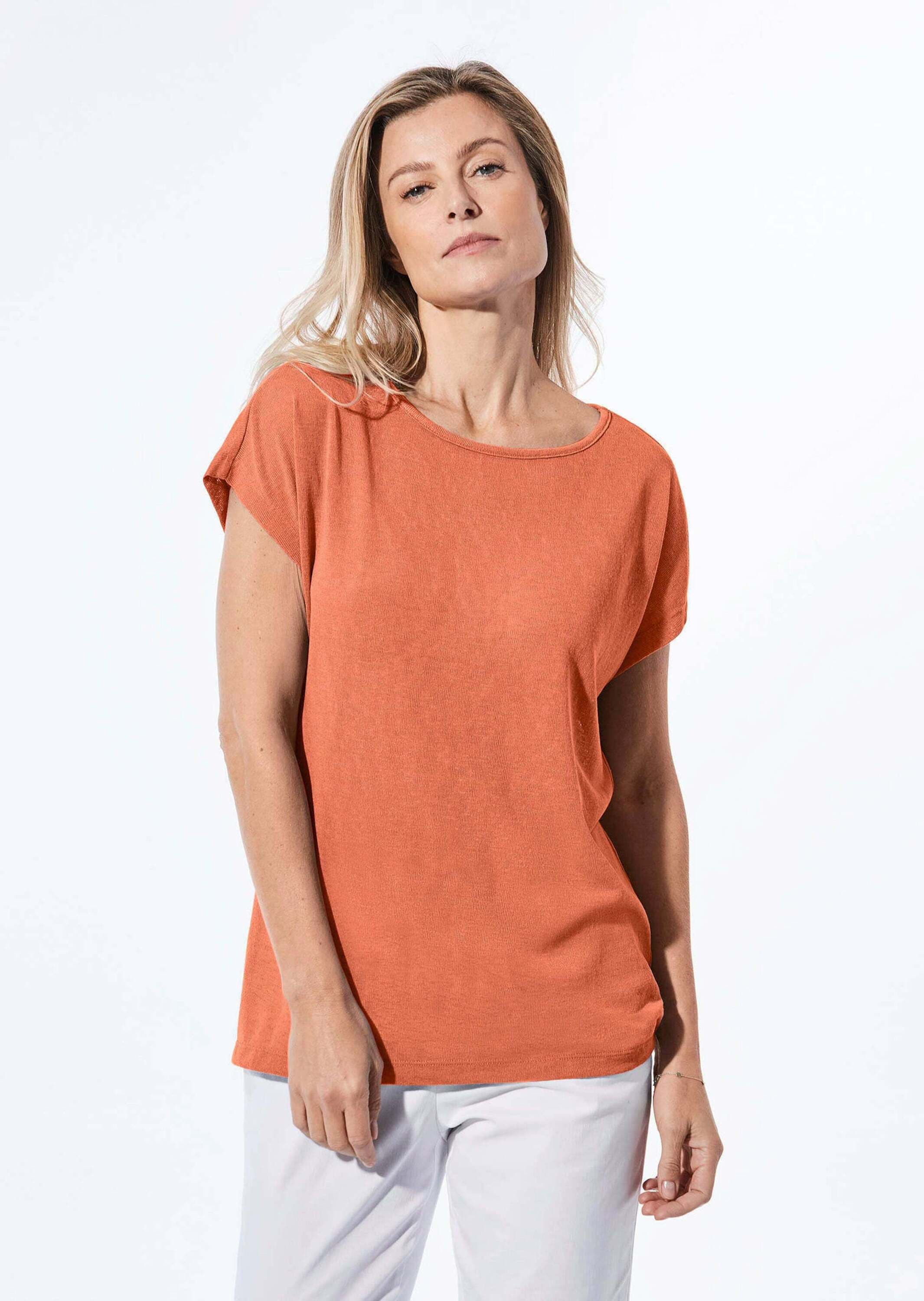 GOLDNER Kurzarmshirt »Shirt Shirt in Leinenoptik«