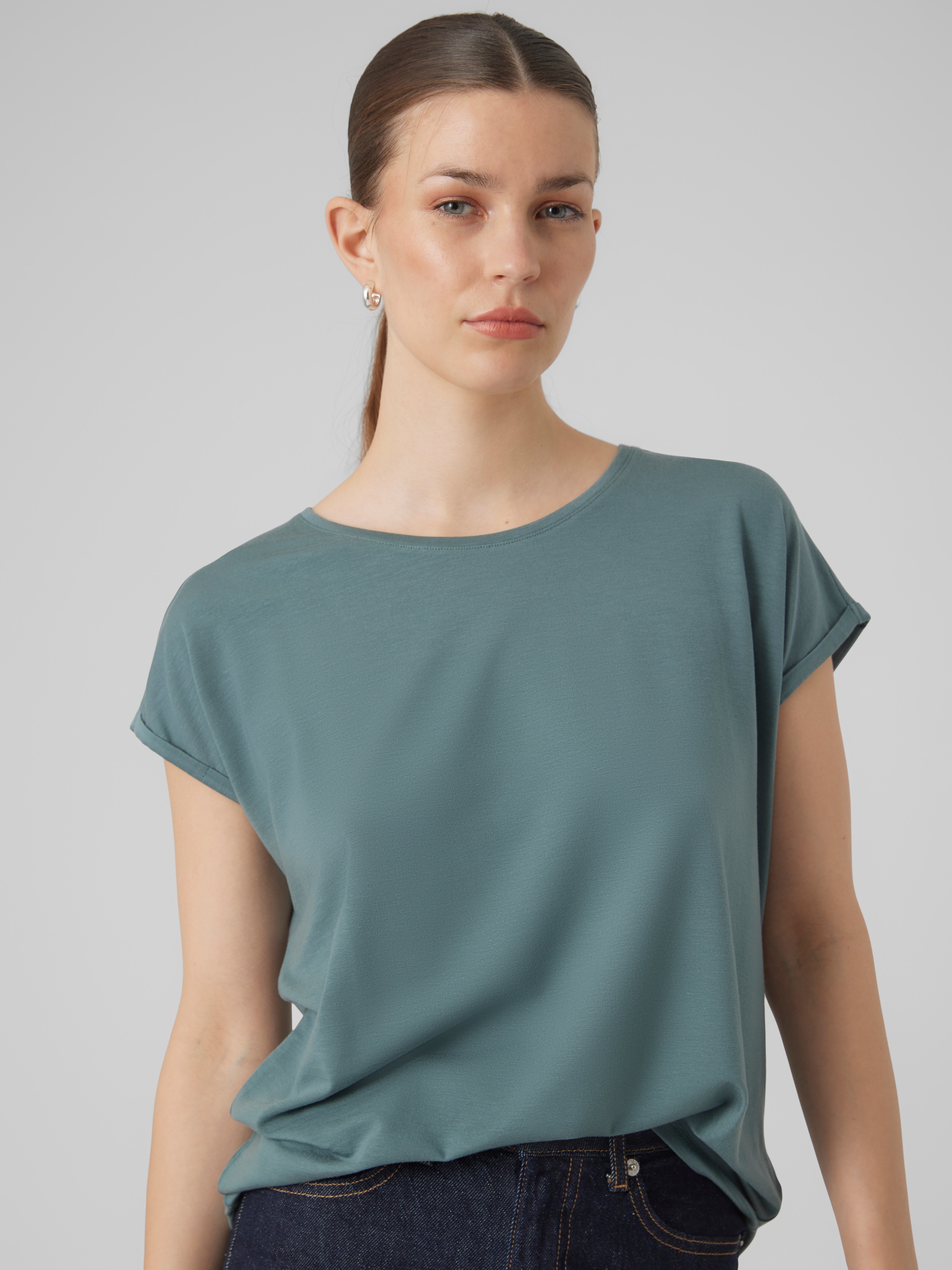 Vero Moda Rundhalsshirt »VMAVA PLAIN SS TOP GAJRS NOOS«