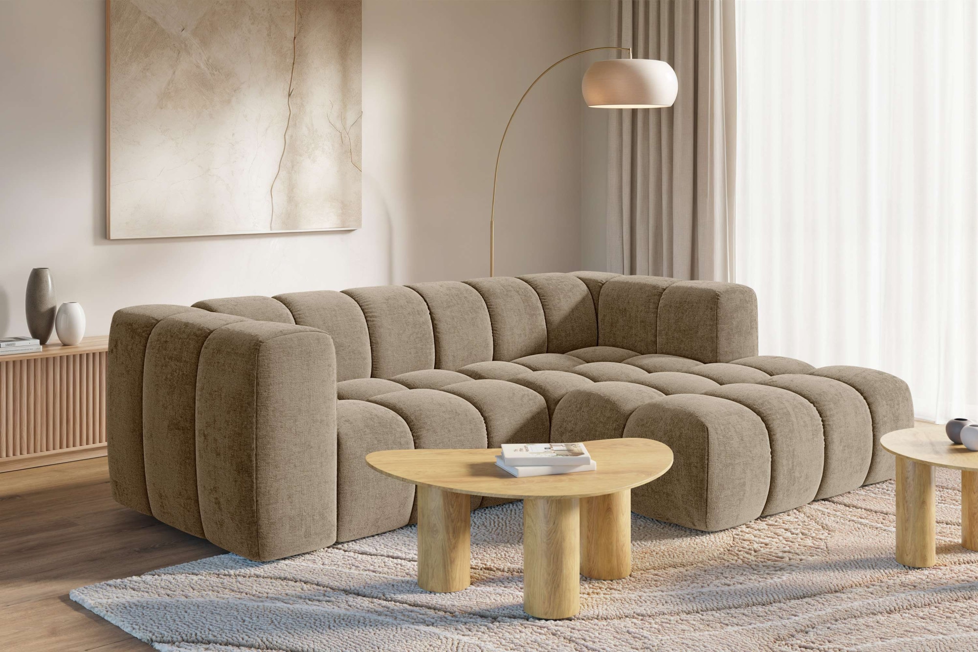 homsy by Ana Johnson Ecksofa ""L" BOUBELLE L-Form, Design-Sofa, Bubble-Optik, Breite 247 cm" hoher Sitzkomfort dank Wellenunterfederung, L Sitztiefe 63 cm