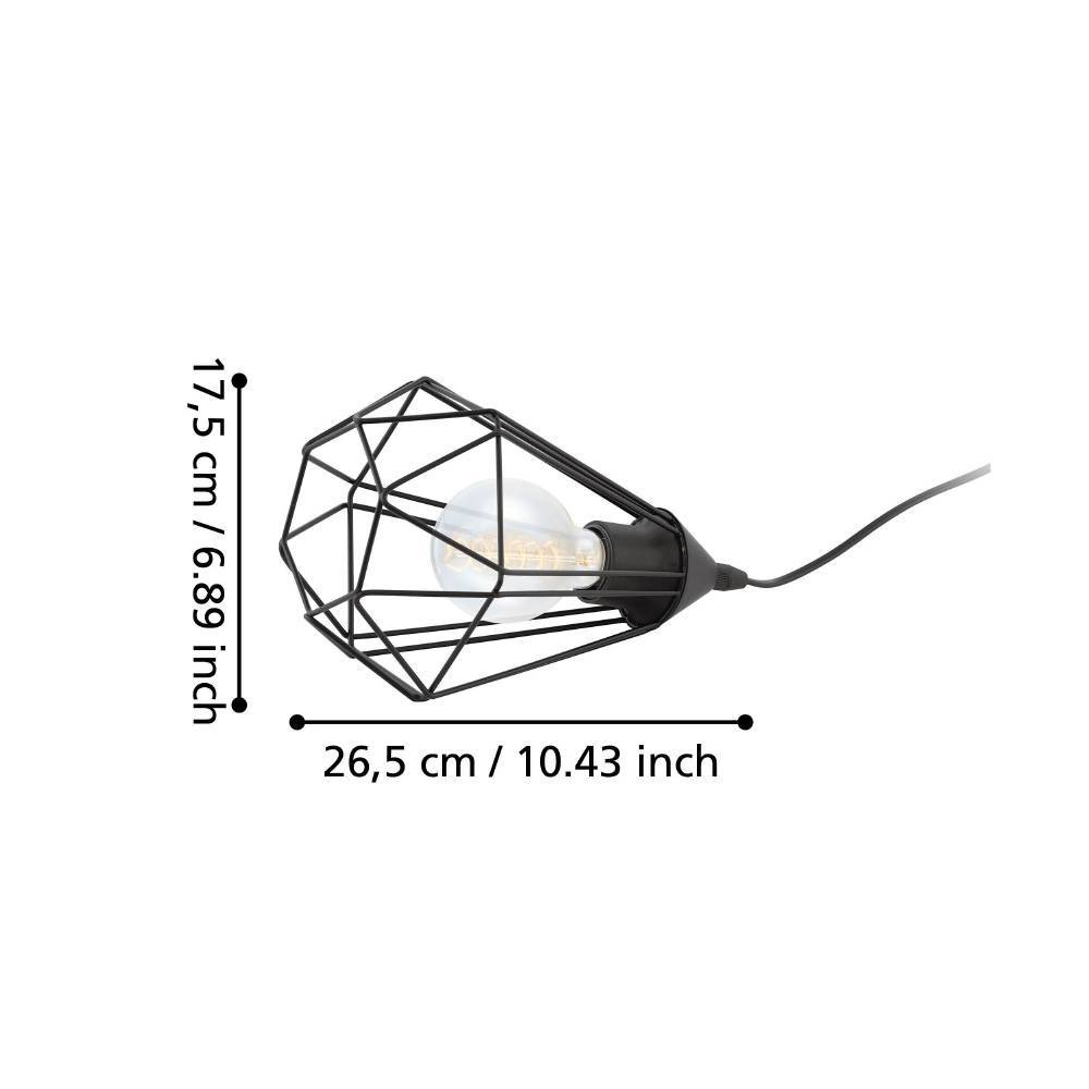 EGLO Tischleuchte »TARBES Tischlampe, Vintage, Retro, Stahl, schwarz E27«, 1 flammig, Leuchtmittel E27 | ohne Leuchtmittel, Nachttischlampe, Esszimmer, Flur, Drahtgeflecht, 1flammig, 9x7x9cm