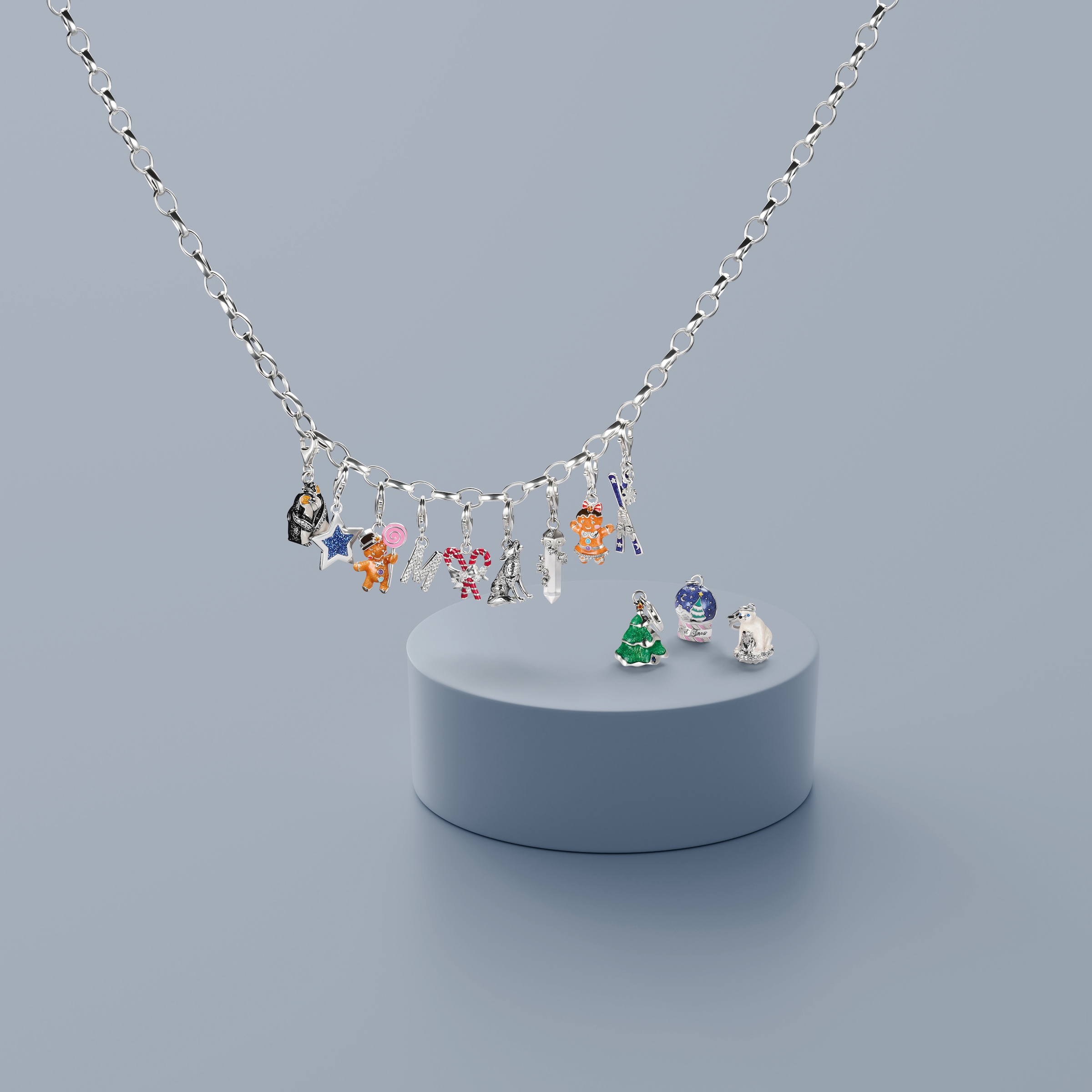 THOMAS SABO Charm-Einhänger »Skier mit Schneeflocken« mit Zirkonia (synth.)