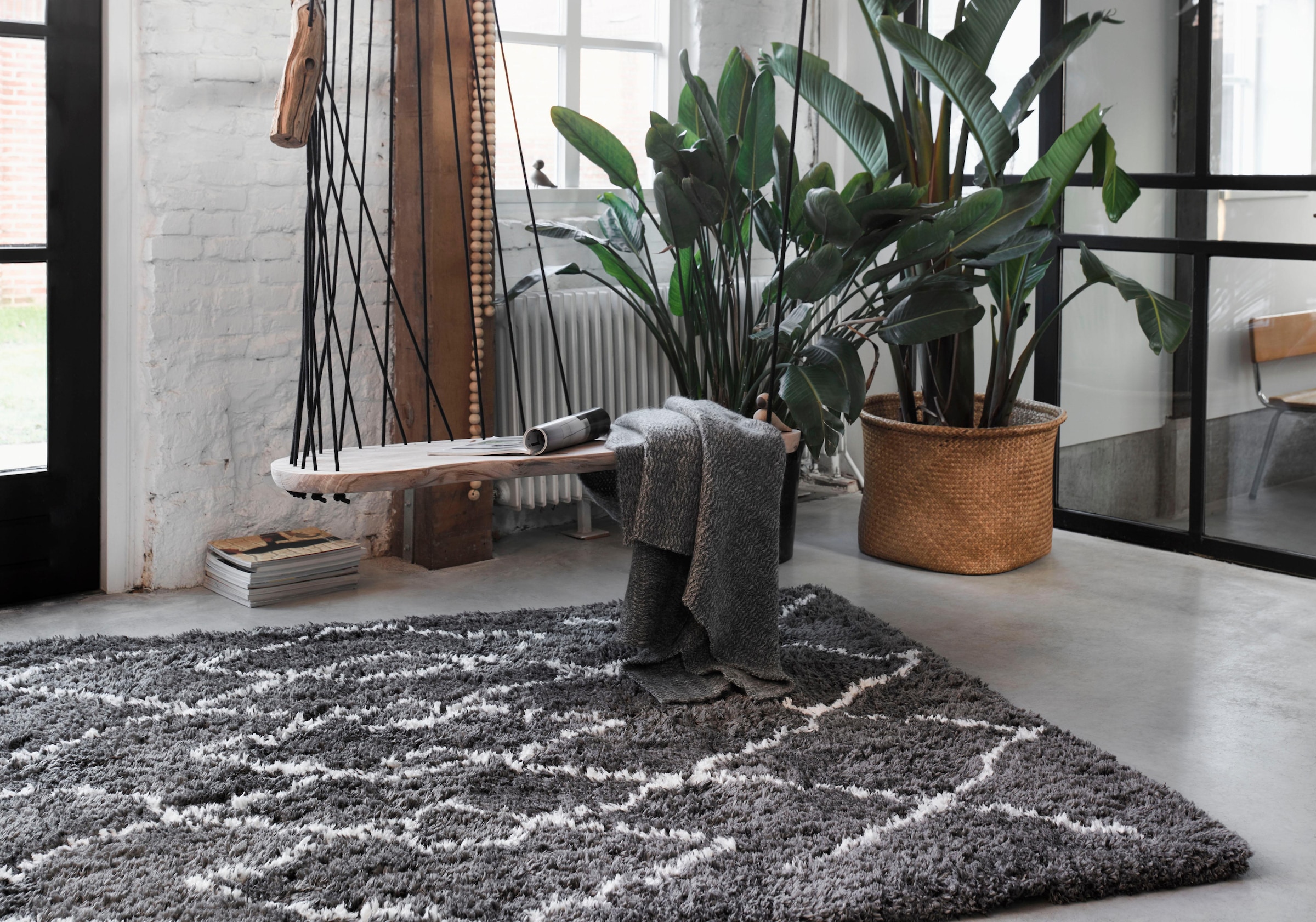 Wecon home Hochflor-Teppich »Afella«, rechteckig, 50 mm Höhe, Wohnzimmer