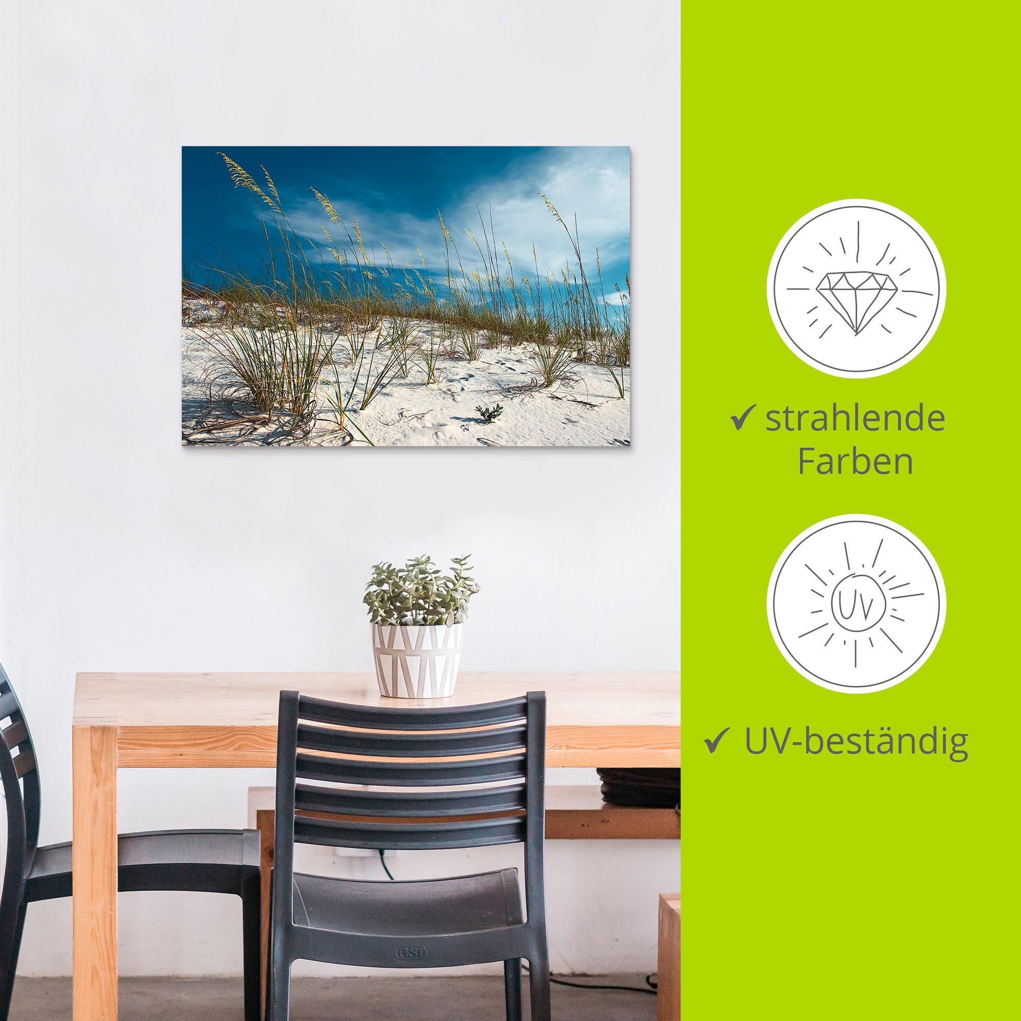 Artland Wandbild »Sanddüne und Gräser«, Strand, (1 St.), als Alubild, Outdoorbild, Leinwandbild, Poster in verschied. Größen