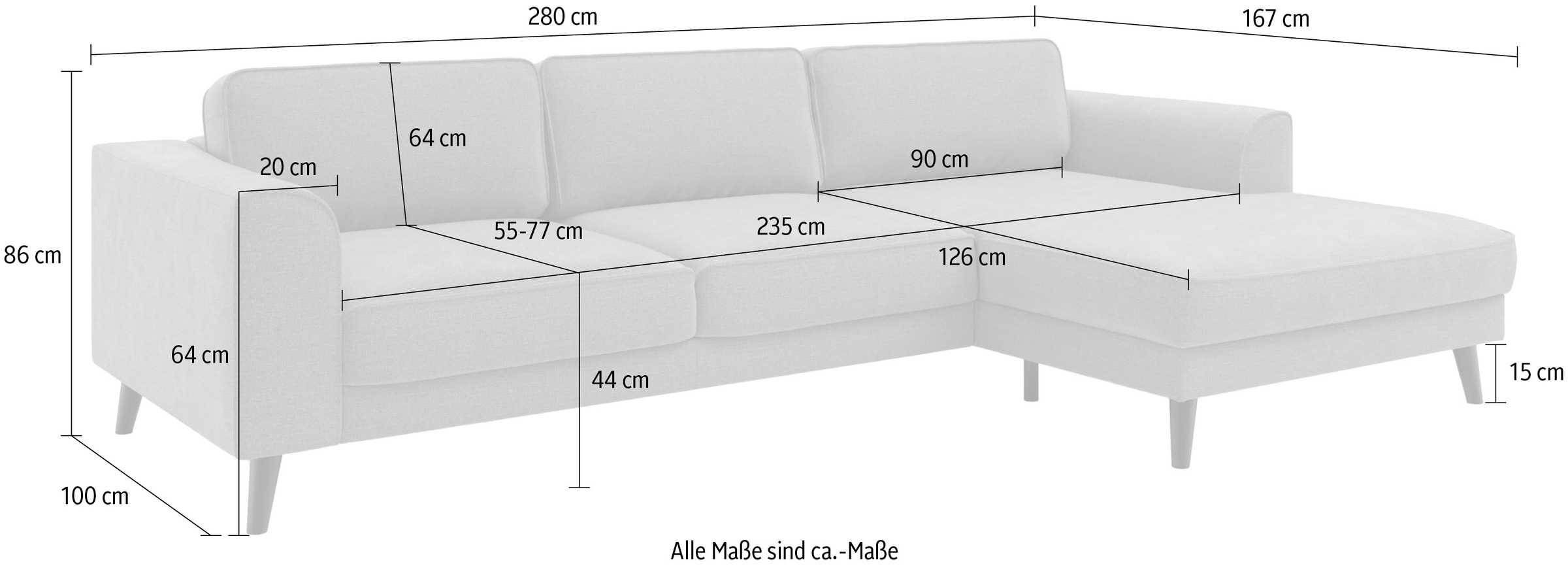 TRENDMANUFAKTUR Ecksofa »Lumber Jack, elegantes Designsofa, zeitlos modern, hoher Sitzkomfort«, wahlweise mit Bettfunktion u. Bettkasten, L-Form
