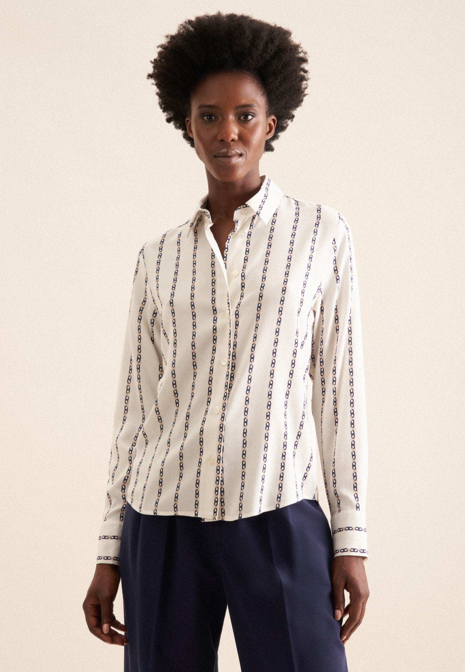 seidensticker Hemdbluse "Schwarze Rose" 1/1 Kragen Kettenprint günstig online kaufen