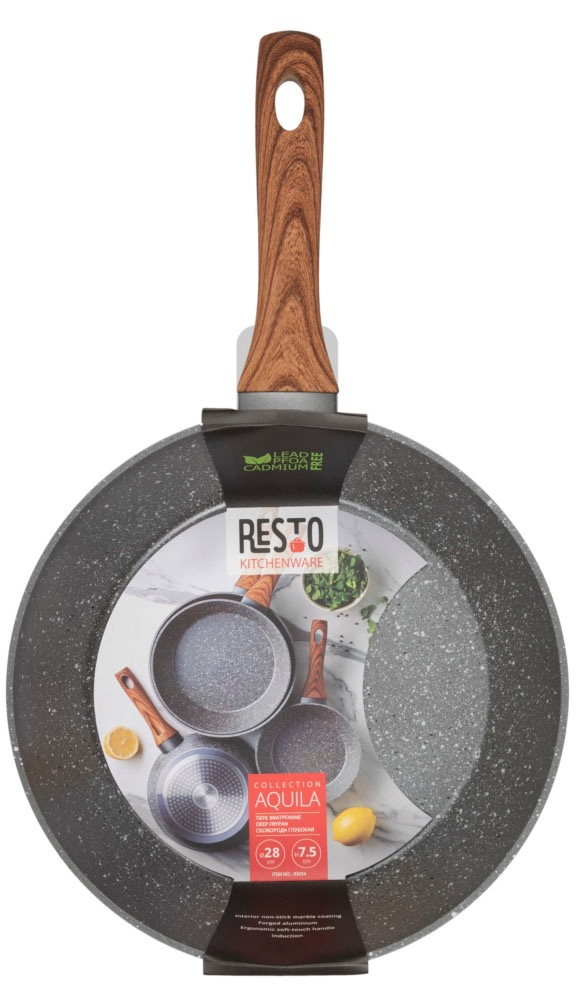 RESTO Kitchenware Bratpfanne »Aquila, tiefe Schmorpfanne langlebig und spülmaschinenfest«, Aluminium, (1 tlg.), mit ergonomischem weichem Griff in Holzoptik