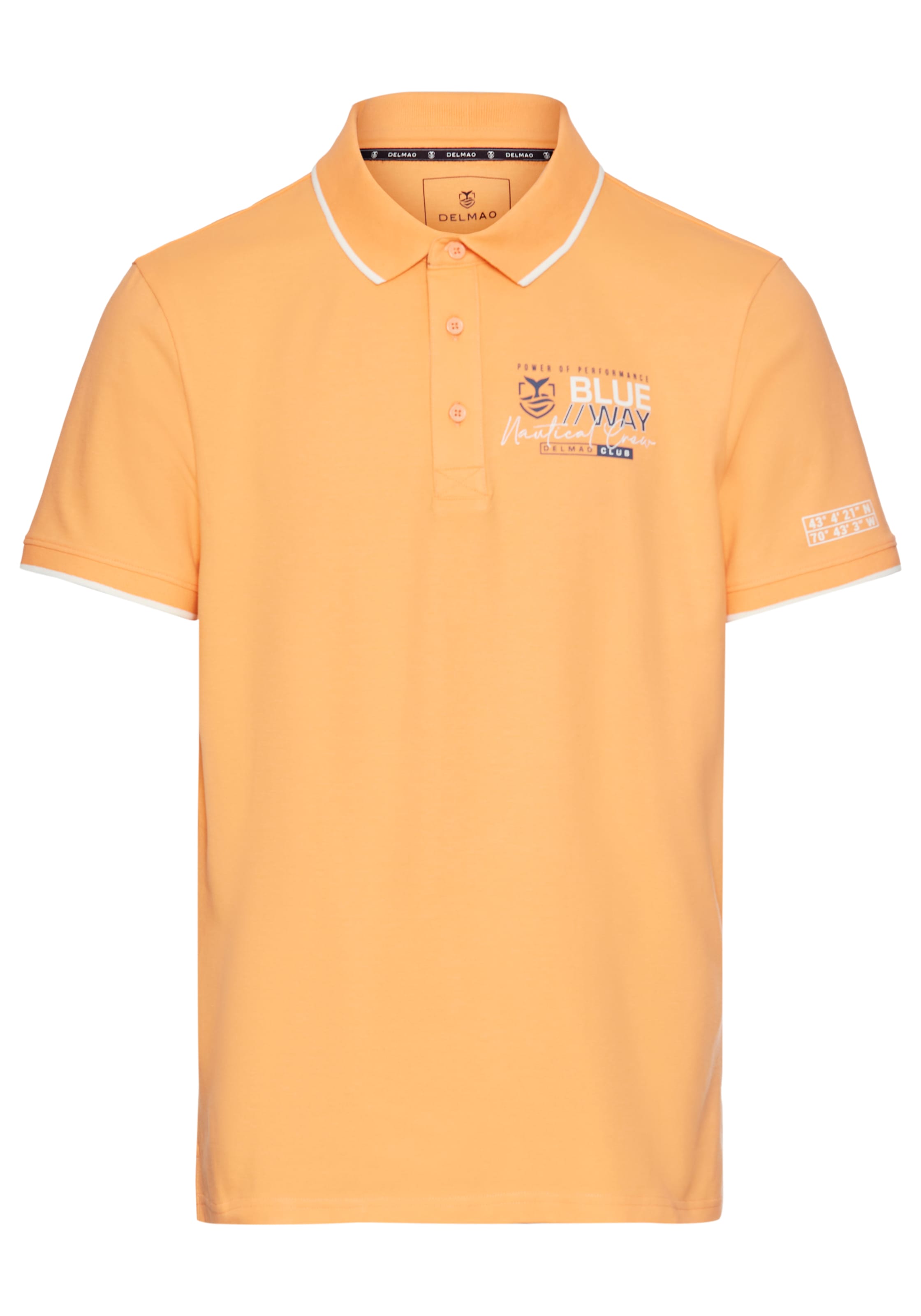 DELMAO Poloshirt, mit sportlichen Kontraststreifen & gestreifter Knopfleistenblende