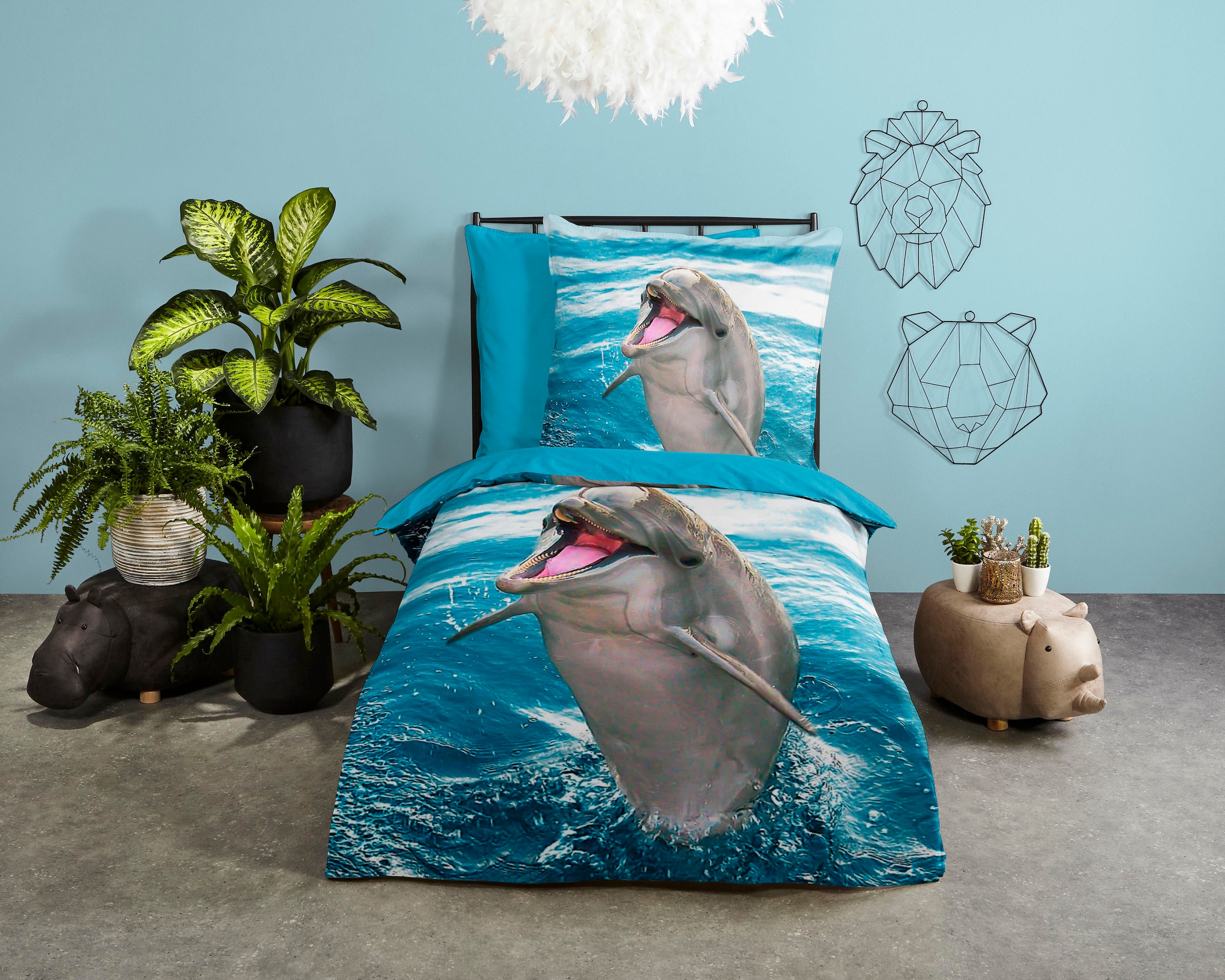 good morning Kinderbettwäsche "Jump" 2 Stk. 100% Baumwolle, 135x200, Reißve günstig online kaufen