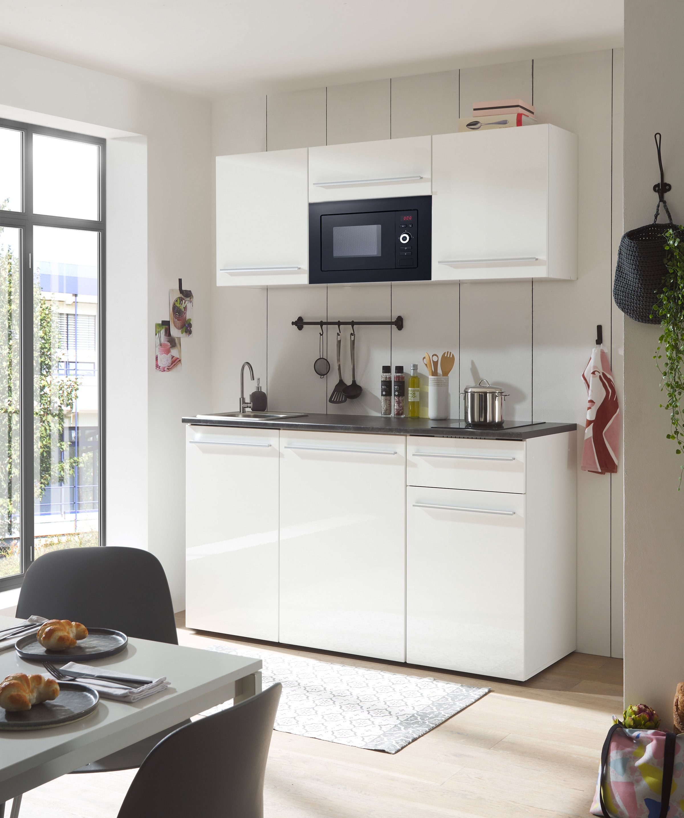 BASIC by Balculina Küchenzeile »Jazz Singleküche«, Breite 160 cm, mit und ohne Geräte lieferbar