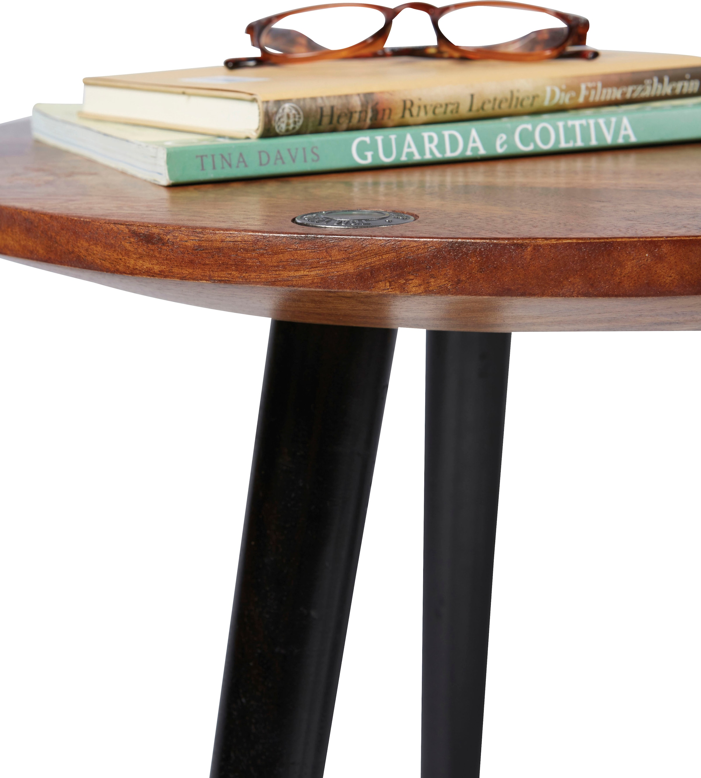 TOM TAILOR HOME Beistelltisch »T-WOOD TABLE SMALL«, Beistelltisch mit Knopfdetail, dunkles Mangoholz und schwarze Beine