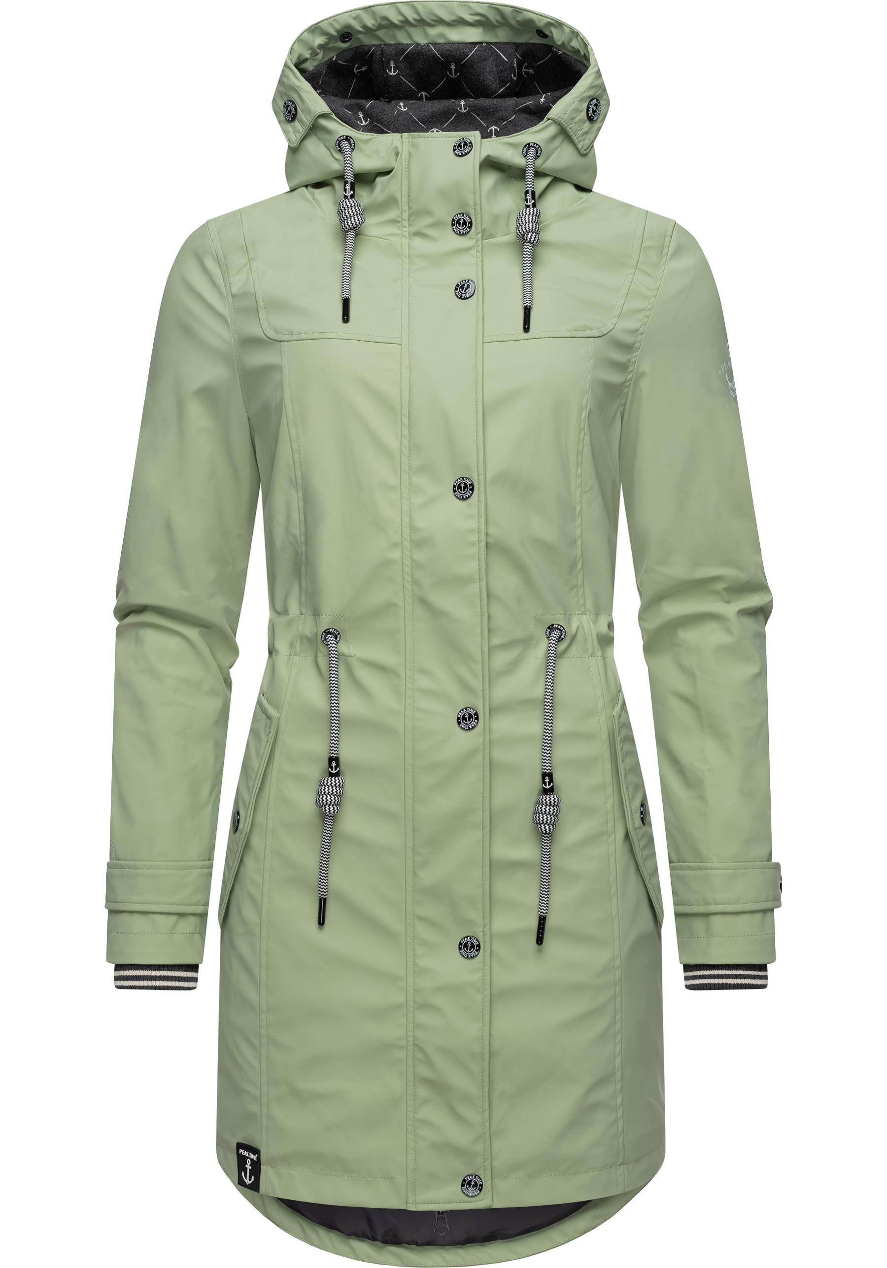 PEAK TIME Regenjacke "L60041" mit Kapuze stylisch taillierter Regenmantel für Damen