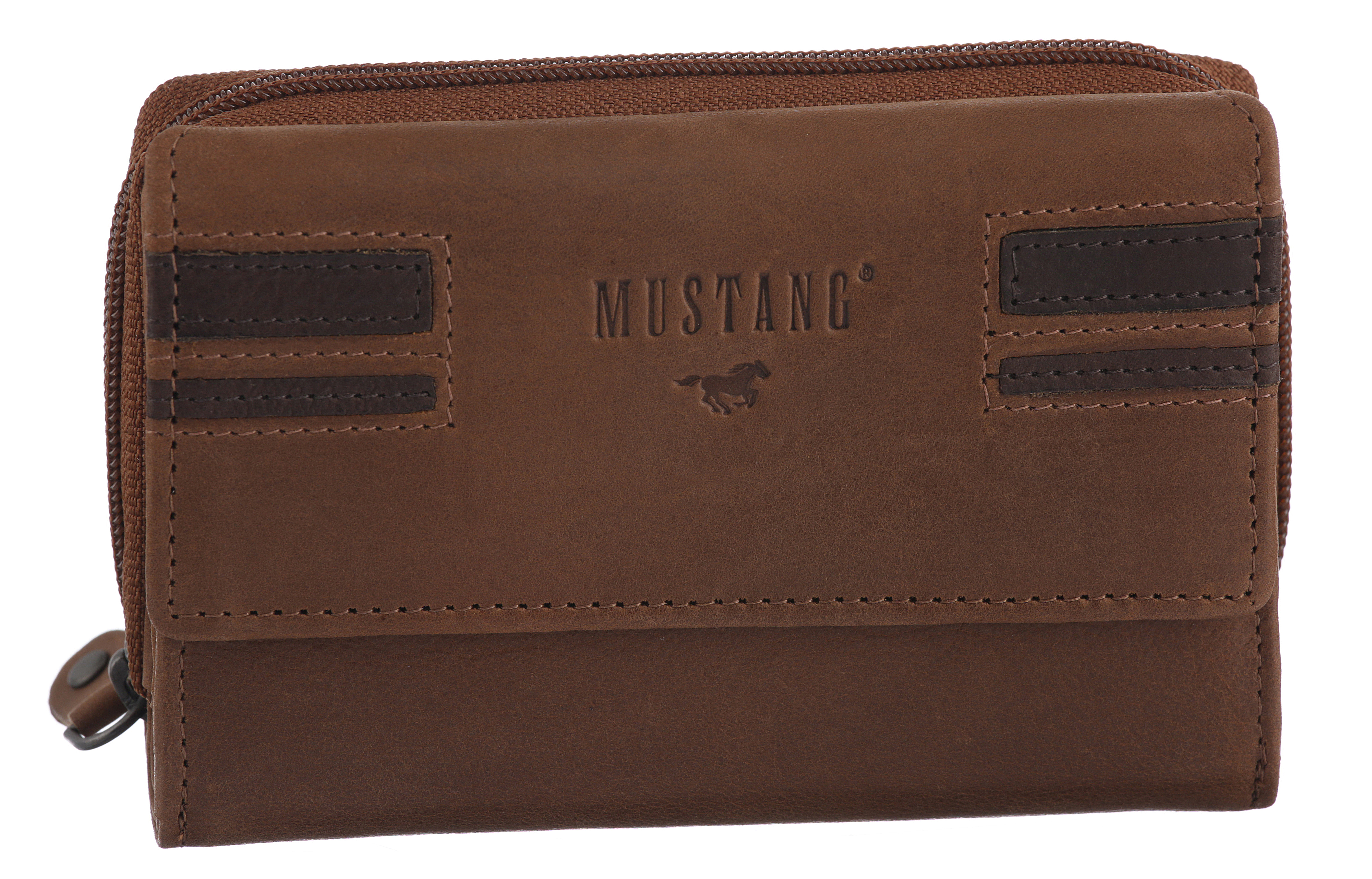 MUSTANG Asti Portafoglio In Pelle Marrone – Apertura Laterale, Design Rustico, 16x10x4 Cm