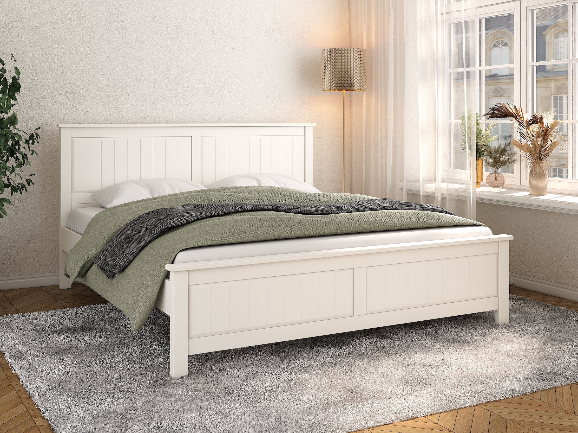 OTTO home Massivholzbett "Northwood, Landhausstil, mit Lamellen und Kassett günstig online kaufen