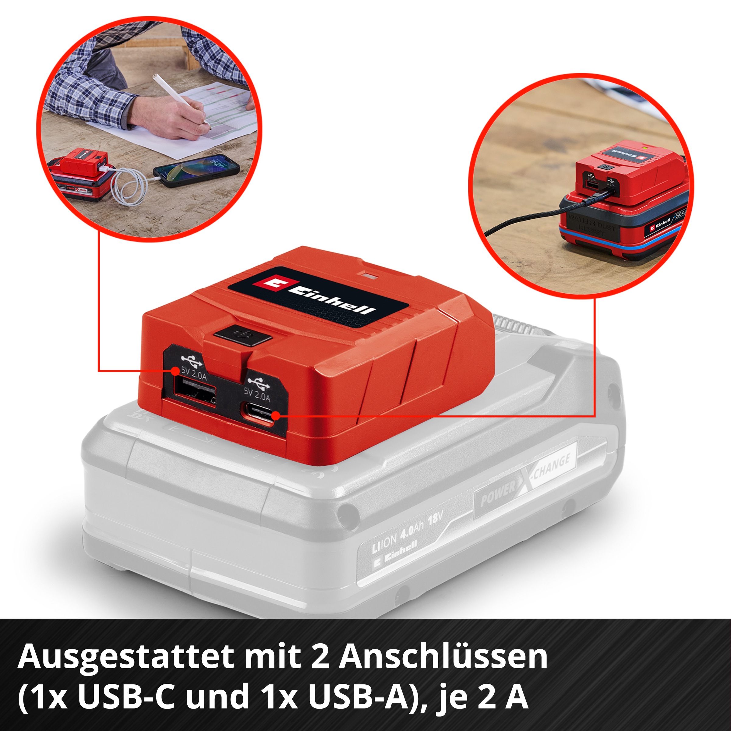 Einhell Akku-Ladestation »Akku-Adapter TC-CP 18 Li USB A/C-Solo«, ohne Akku