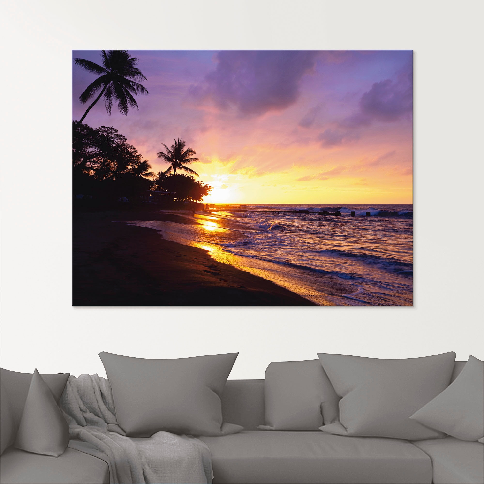 Artland Glasbild »Tropischer Strand«, Sonnenaufgang & -untergang, (1 St.), in verschiedenen Größen
