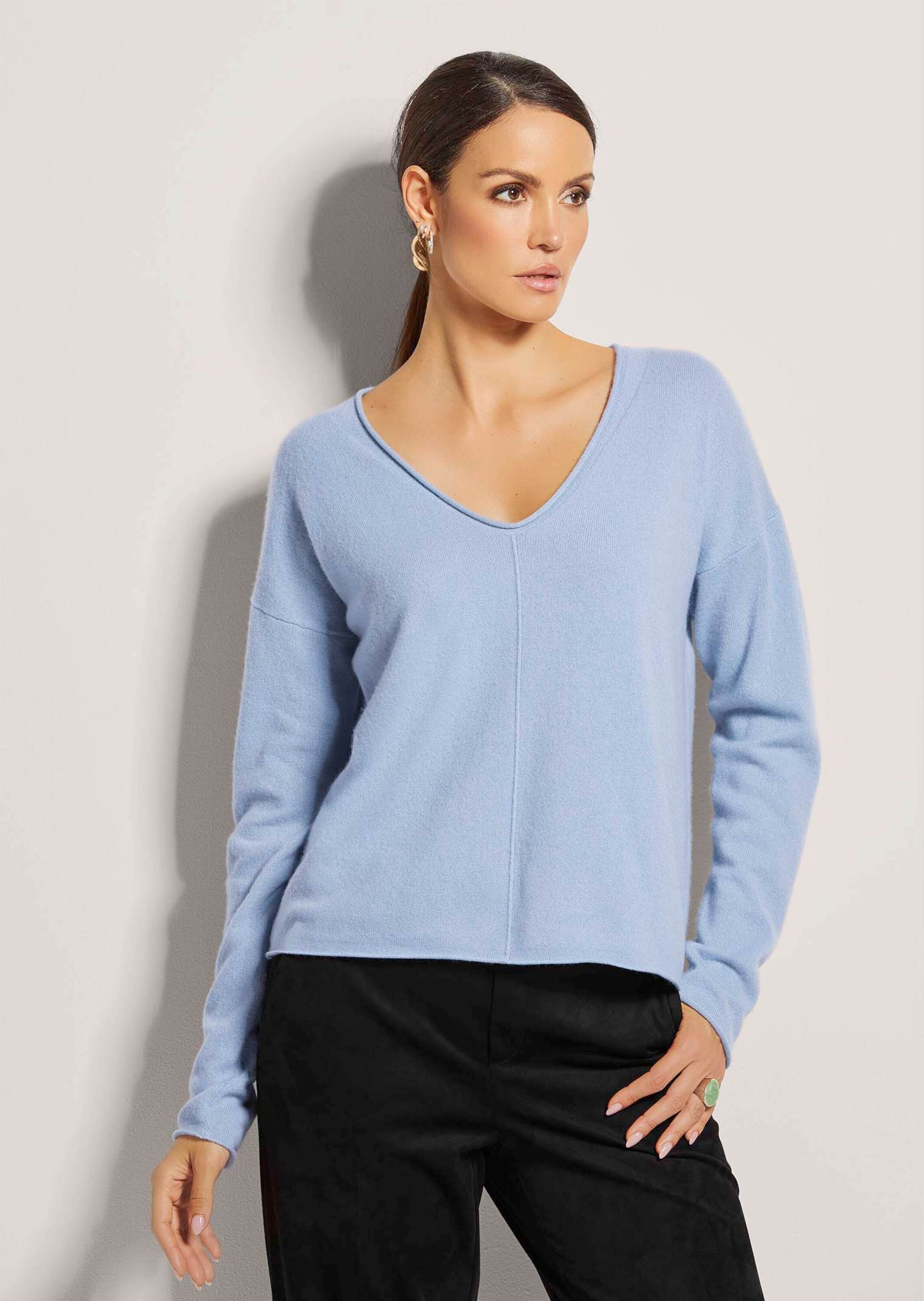 MADELEINE Longpullover »Pullover V-Pullover aus Kaschmir«