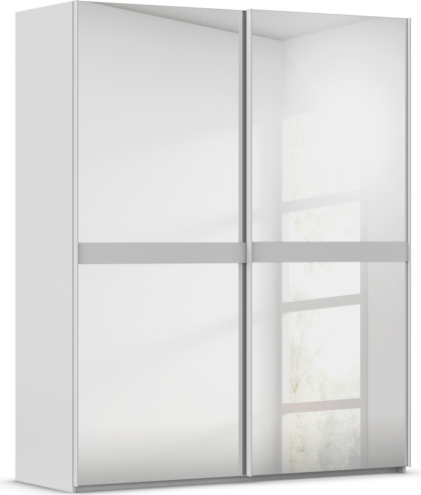 rauch Schwebetürenschrank "Kleiderschrank Schrank Garderobe Schlafzimmerschrank SCALE-LINE" edle Optik mit Bauchbinde in Korpusfarbe Spiegelfront MADE IN GERMANY