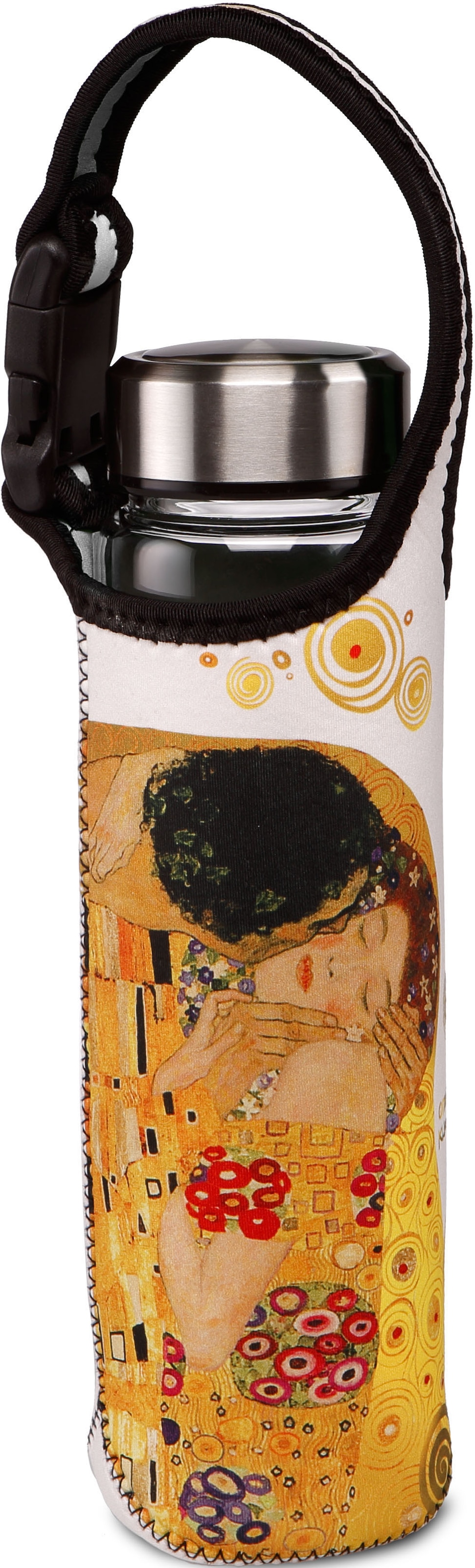 Trinkflasche »Gustav Klimt - "Der Kuss"«, (mit Haltegurt), mit Edelstahldeckel in...