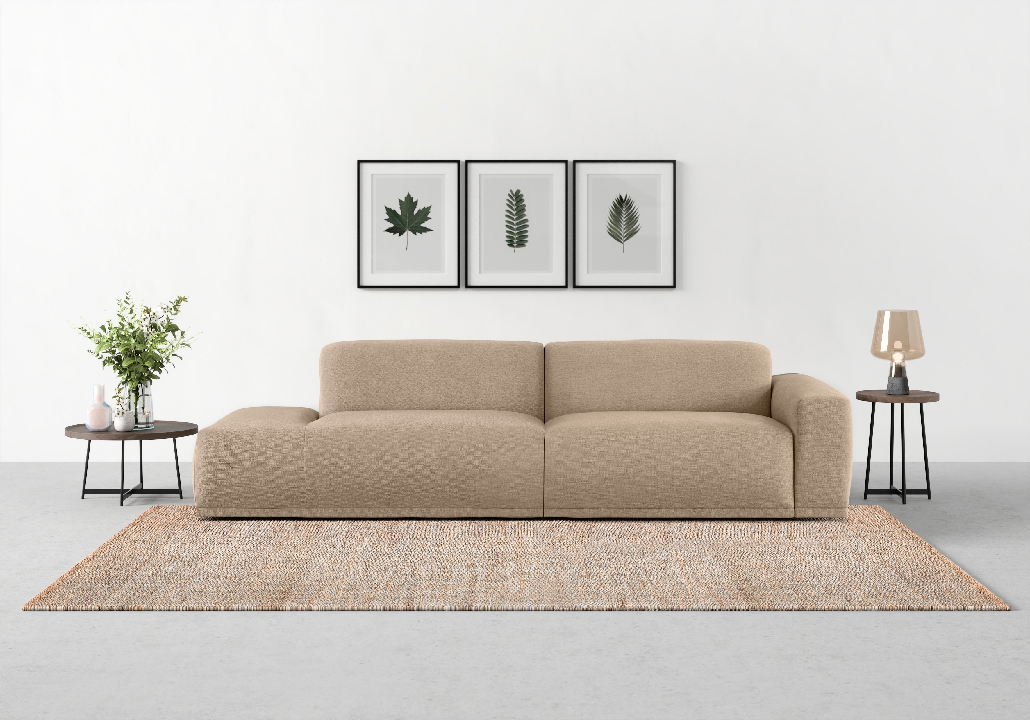 TRENDMANUFAKTUR Big-Sofa "Braga, mit hochwertigem Kaltschaum, Megasofa, Japandi-Design" modernes Big-Sofa, Couch mit hohem Sitzkomfort, 277/72/107 cm (B/H/T)