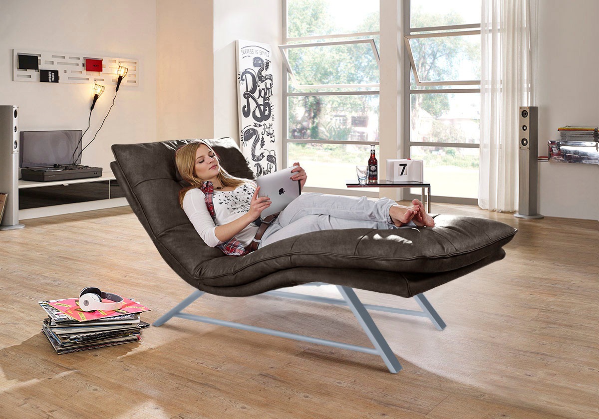 W.SCHILLIG Relaxliege »daily dreams« in Waffelkissen-Optik, wahlweise mit Motor, Kufengestell, in 2 Breiten