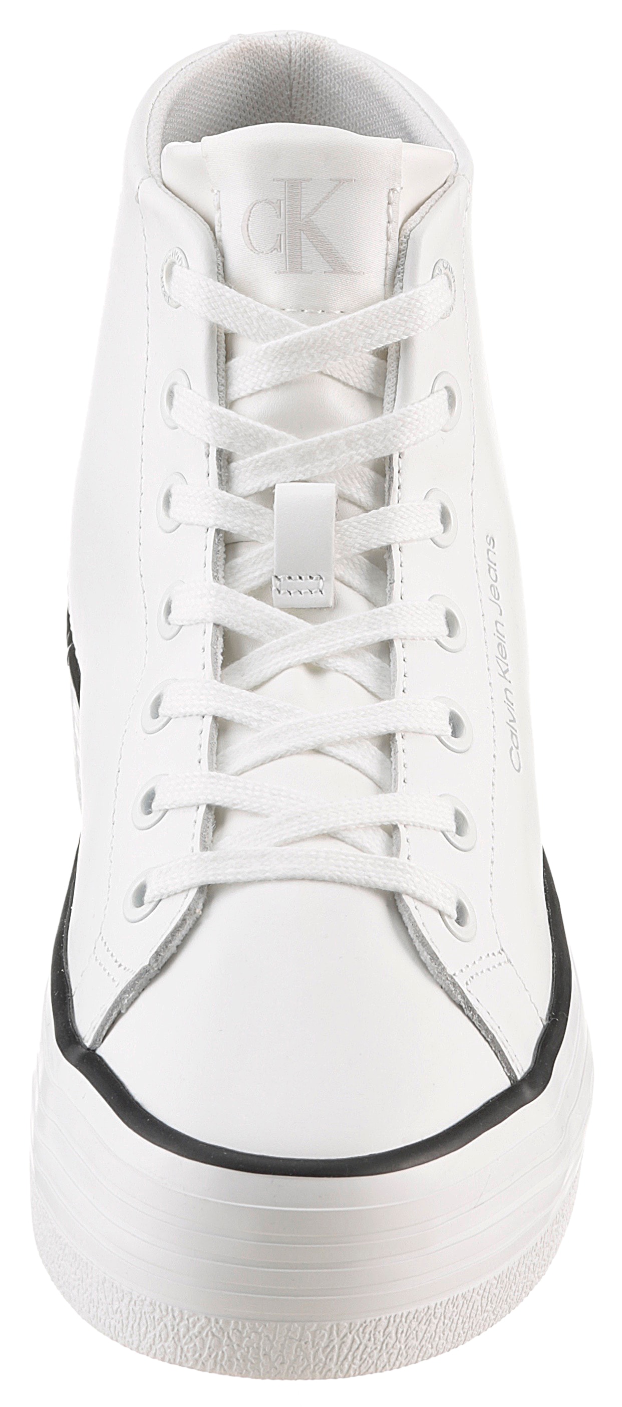 Calvin Klein Jeans Plateausneaker »BOLD VULC FLATF MID LTH IN«, High Top Sneaker, Schnürboots mit CK Logo an der Ferse