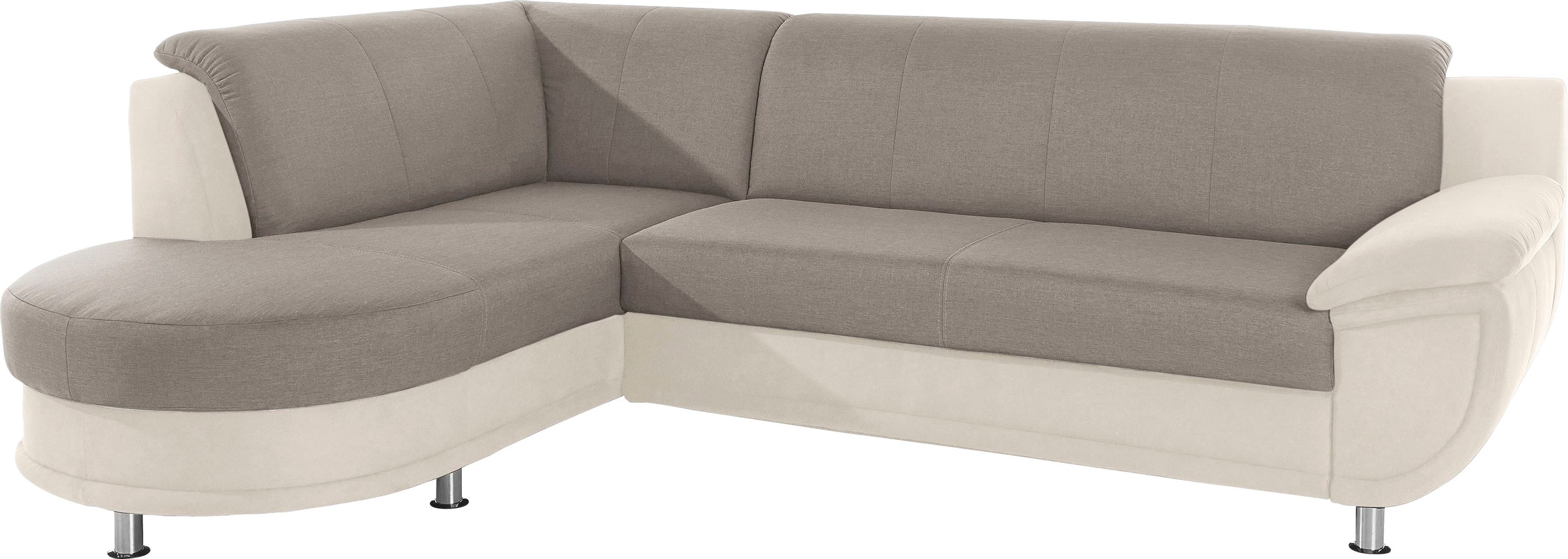 TRENDMANUFAKTUR Ecksofa »Rondo 3, zeitlos und bequem, Materialmix, breite Armlehnen, L-Form«, wahlweise mit Federkern für mehr Komfort, wahlweise mit Bettfunktion