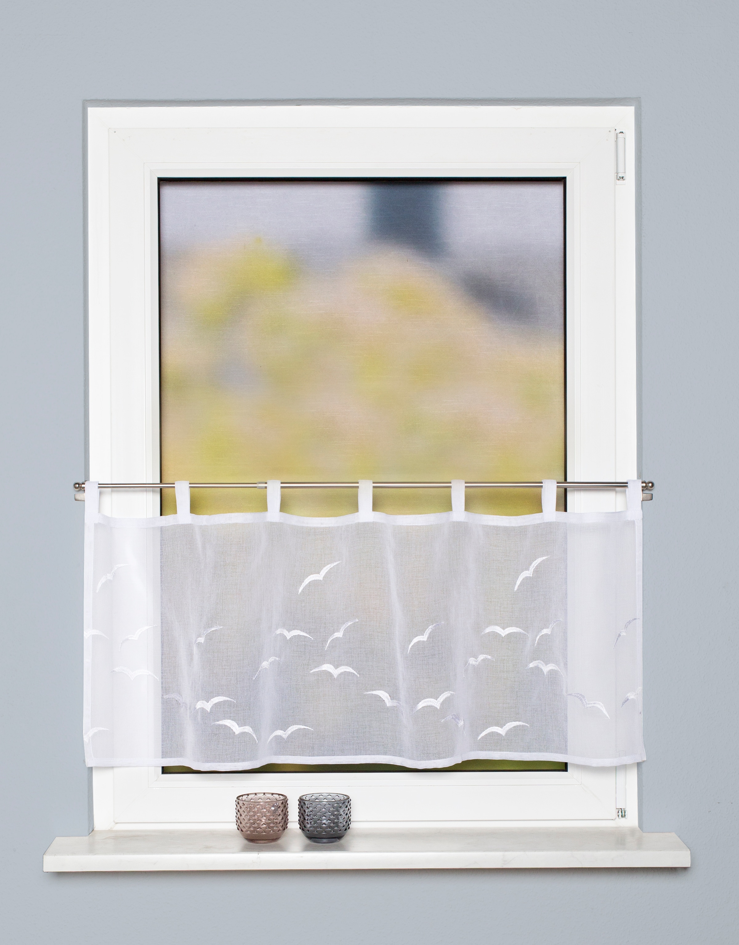 HOME WOHNIDEEN Scheibengardine "THAYER" Schlaufen 1 Stk. tlg. Schlaufencafe günstig online kaufen