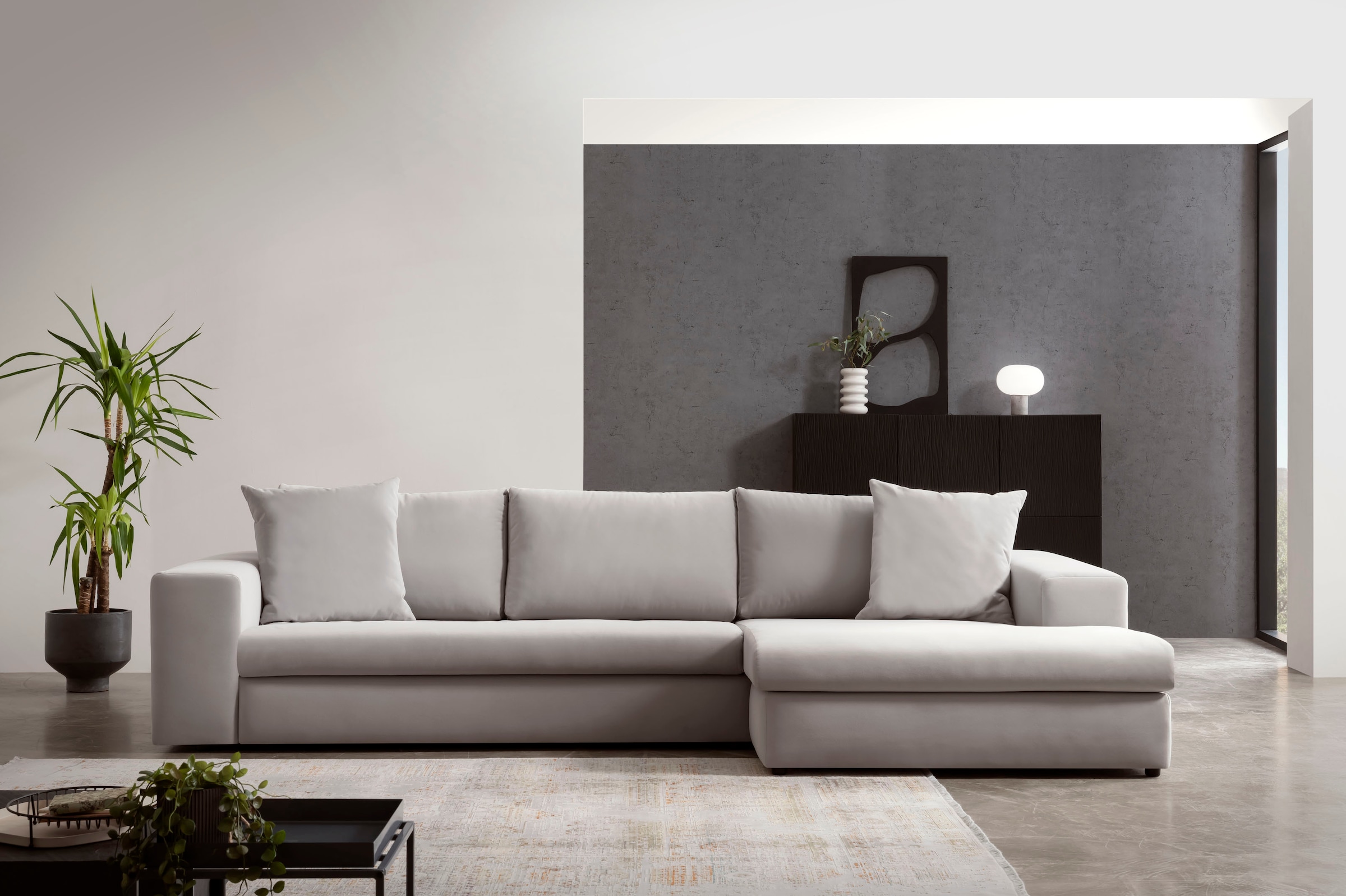 Home affaire Ecksofa "SLEETLAND XXL in Samtvelours oder Vintage-Leder-Optik günstig online kaufen