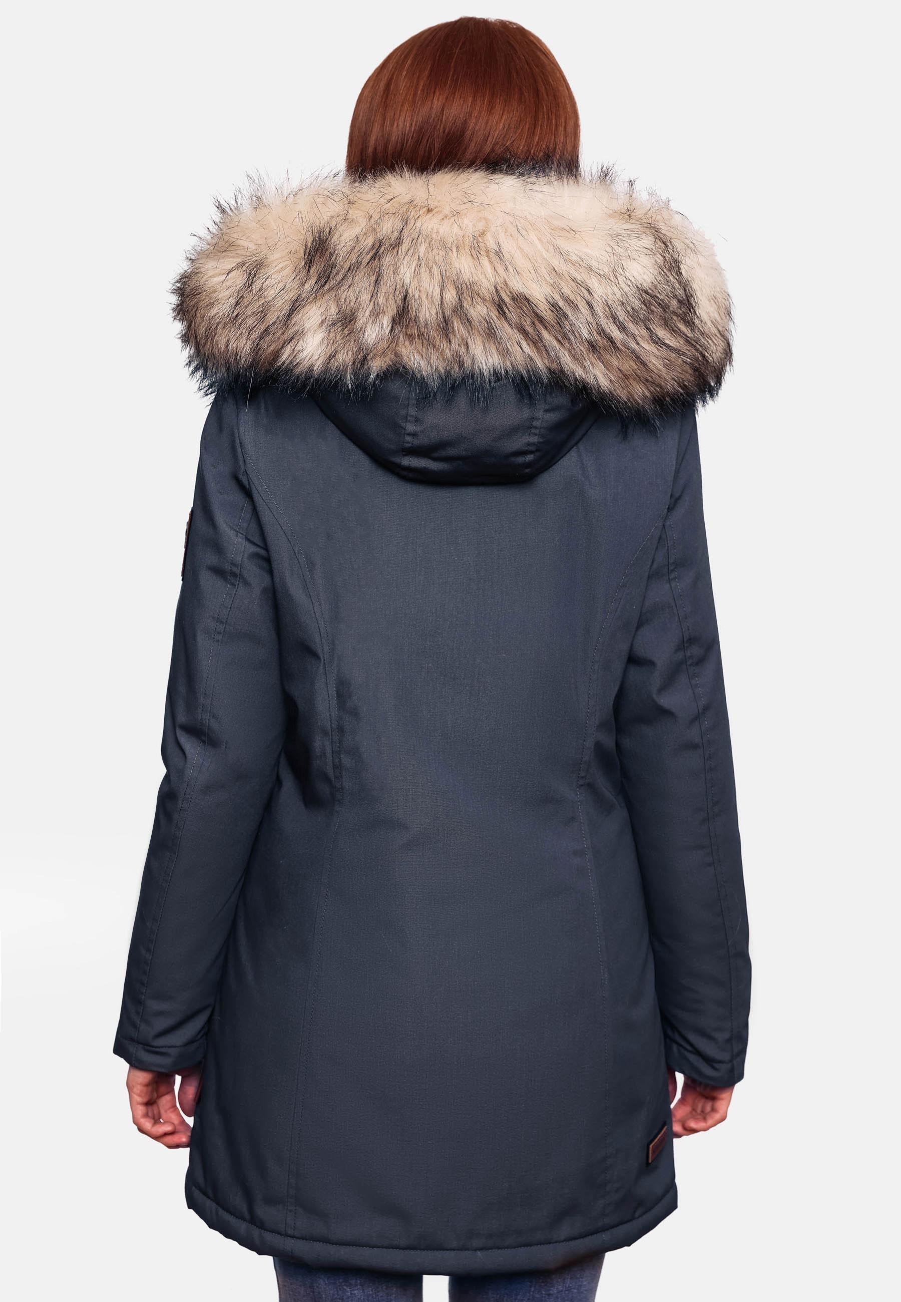 Navahoo Wintermantel »Cristal«, stylischer Damen Winterparka mit Kunstfell-Kapuze