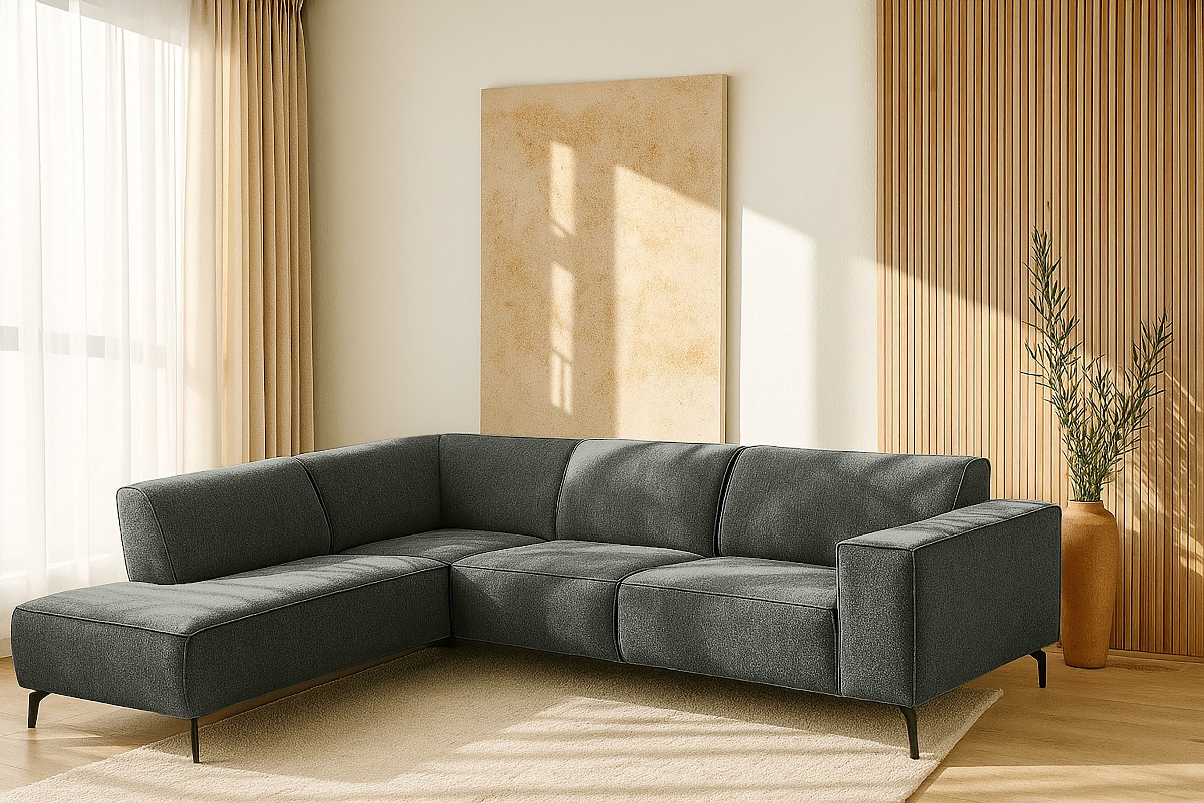 PLACES OF STYLE Ecksofa "Lorcan, Breite 275 cm, weiches Sitzgefühl" Massivh günstig online kaufen