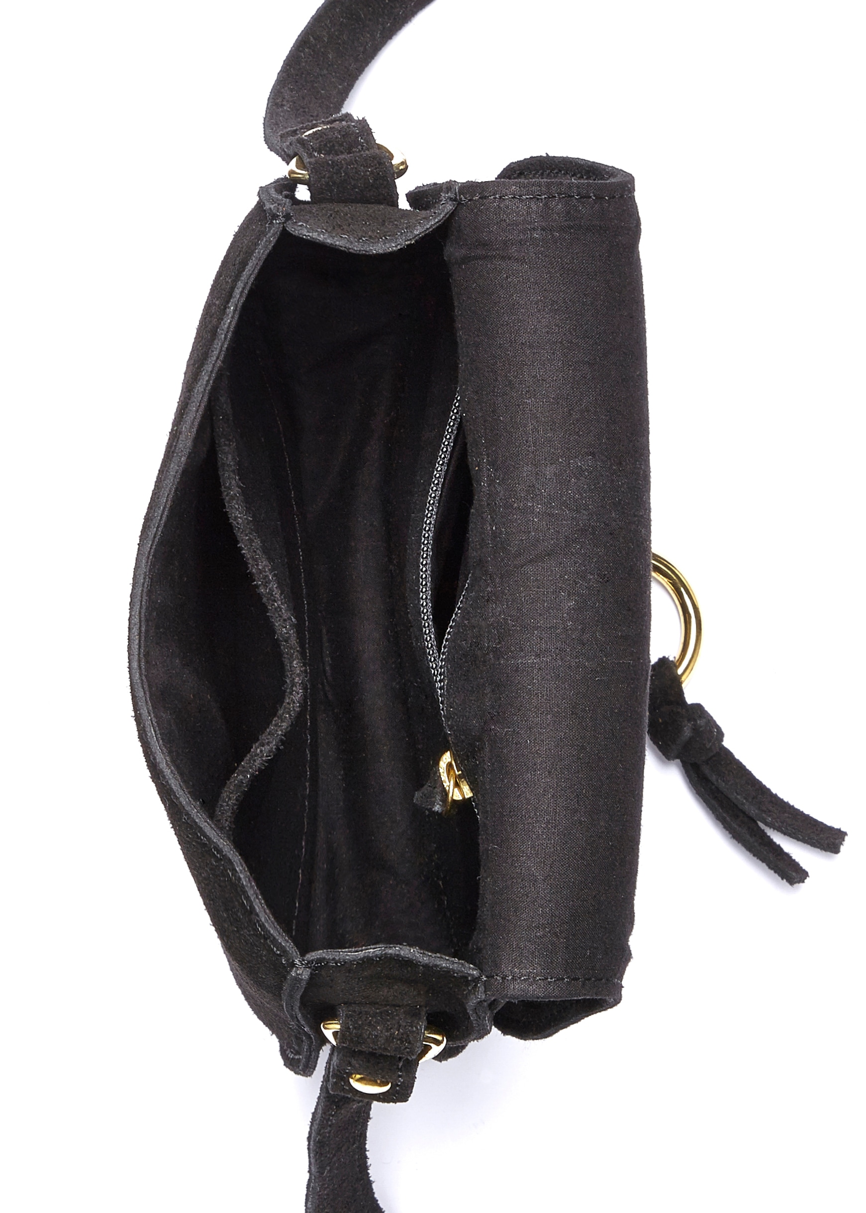 LASCANA Umhängetasche, aus Leder, Handtasche im Western-Look mit goldfarbenem Zierring