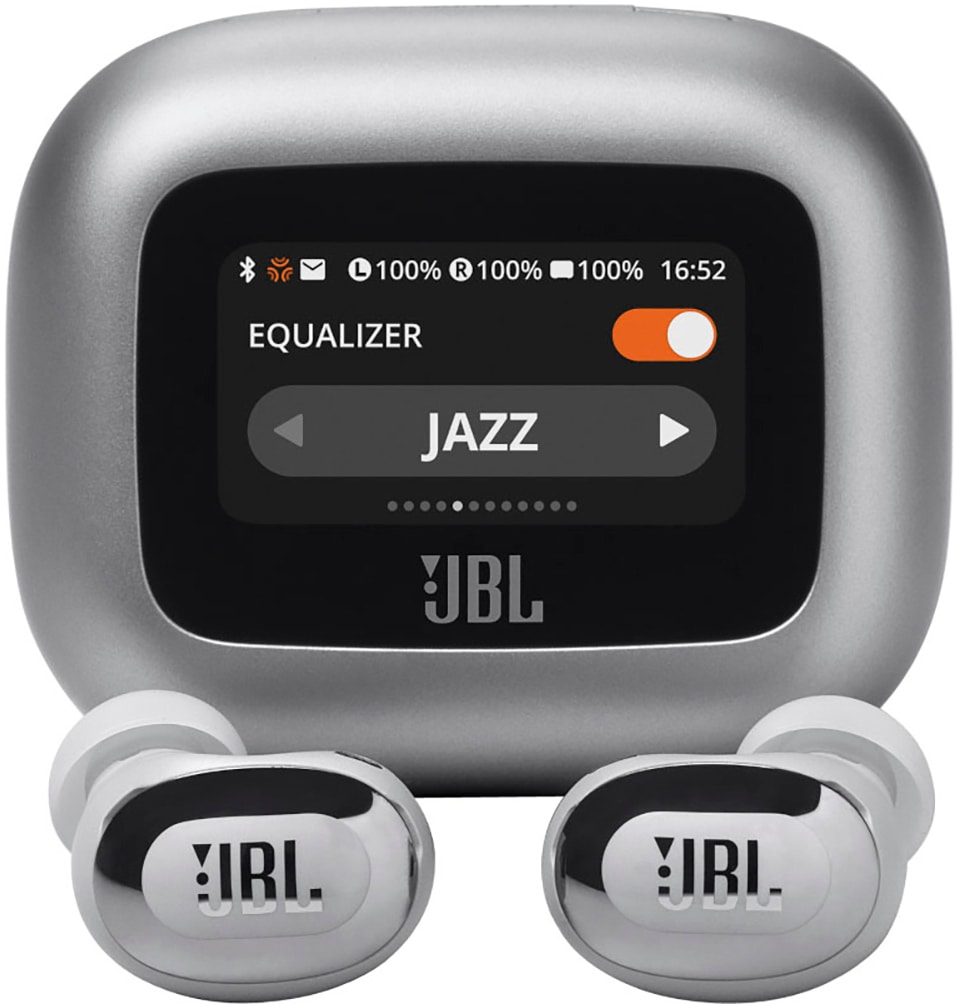"JBL wireless In-Ear-Kopfhörer ""LIVE BUDS 3"", silber, B:10cm H:6cm T:19cm, Kopfhörer, True Adaptive Noise Cancelling, IP55, Personi-Fi 3.0"