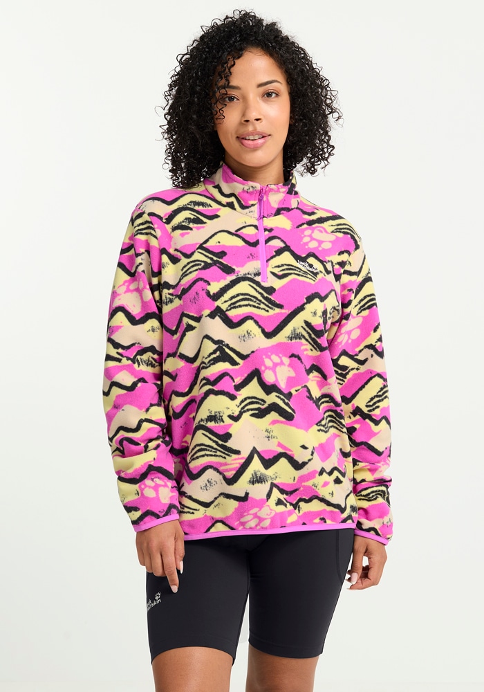 Jack Wolfskin Strickfleece-Pullover »PAW ERA 100 PRINT HZ W« aus Strickfleece, mit halbem Reißverschluss, mit Rundhalsausschnitt
