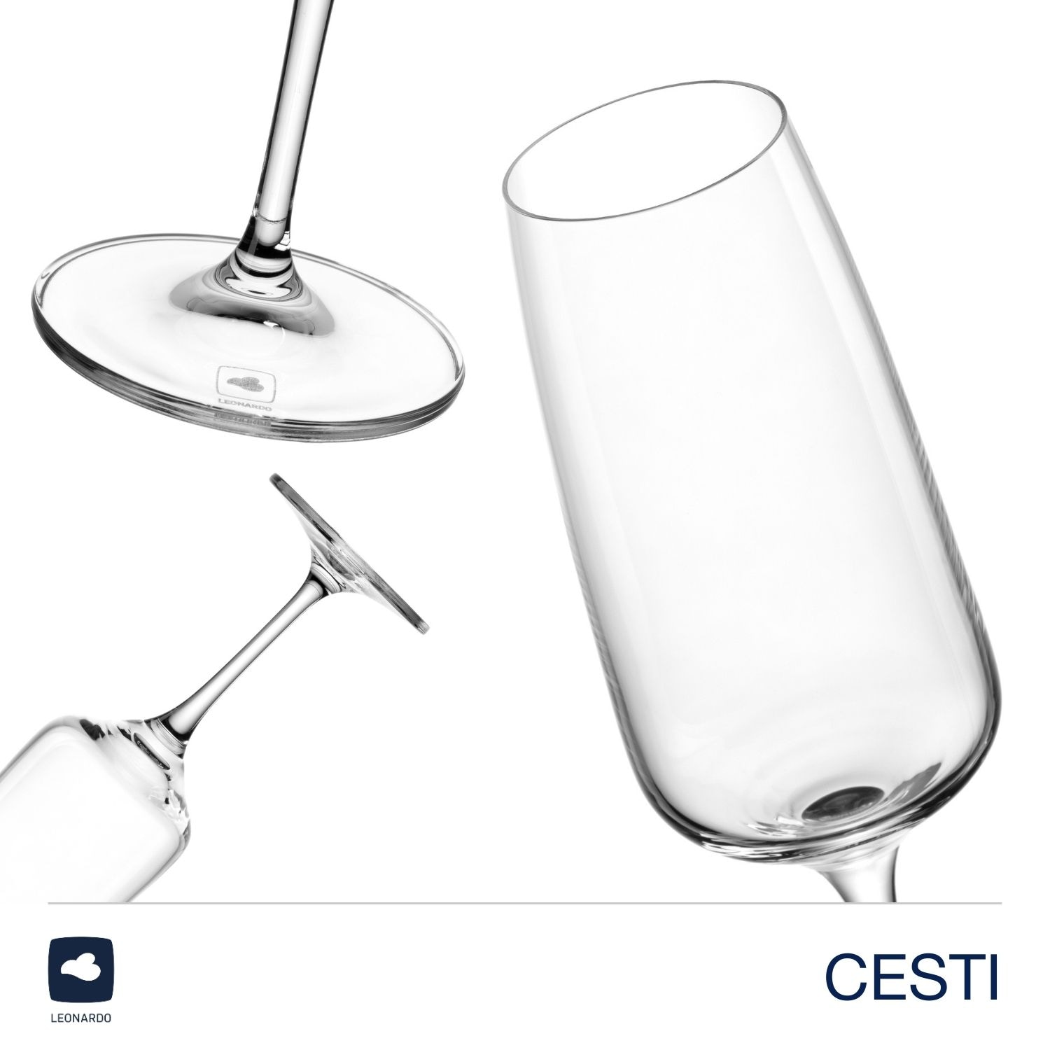 LEONARDO Sektglas »Sektgläser CESTI + Poliertuch«, (Set, 7 tlg.), 6 Sekt-Gläser mit Poliertuch