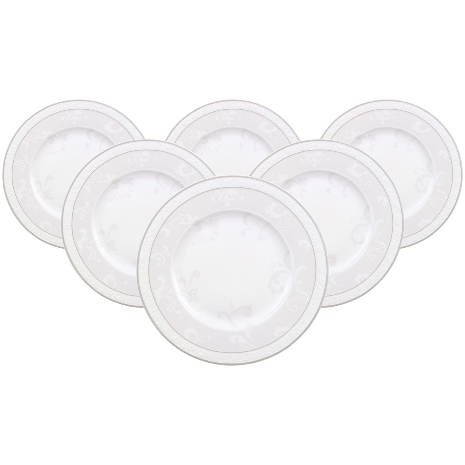 Villeroy & Boch Frühstücksteller "Frühstücksteller Gray Pearl ø 22,7 cm 6er Set weiß" Spülmaschinengeeignet, Mikrowellengeeignet