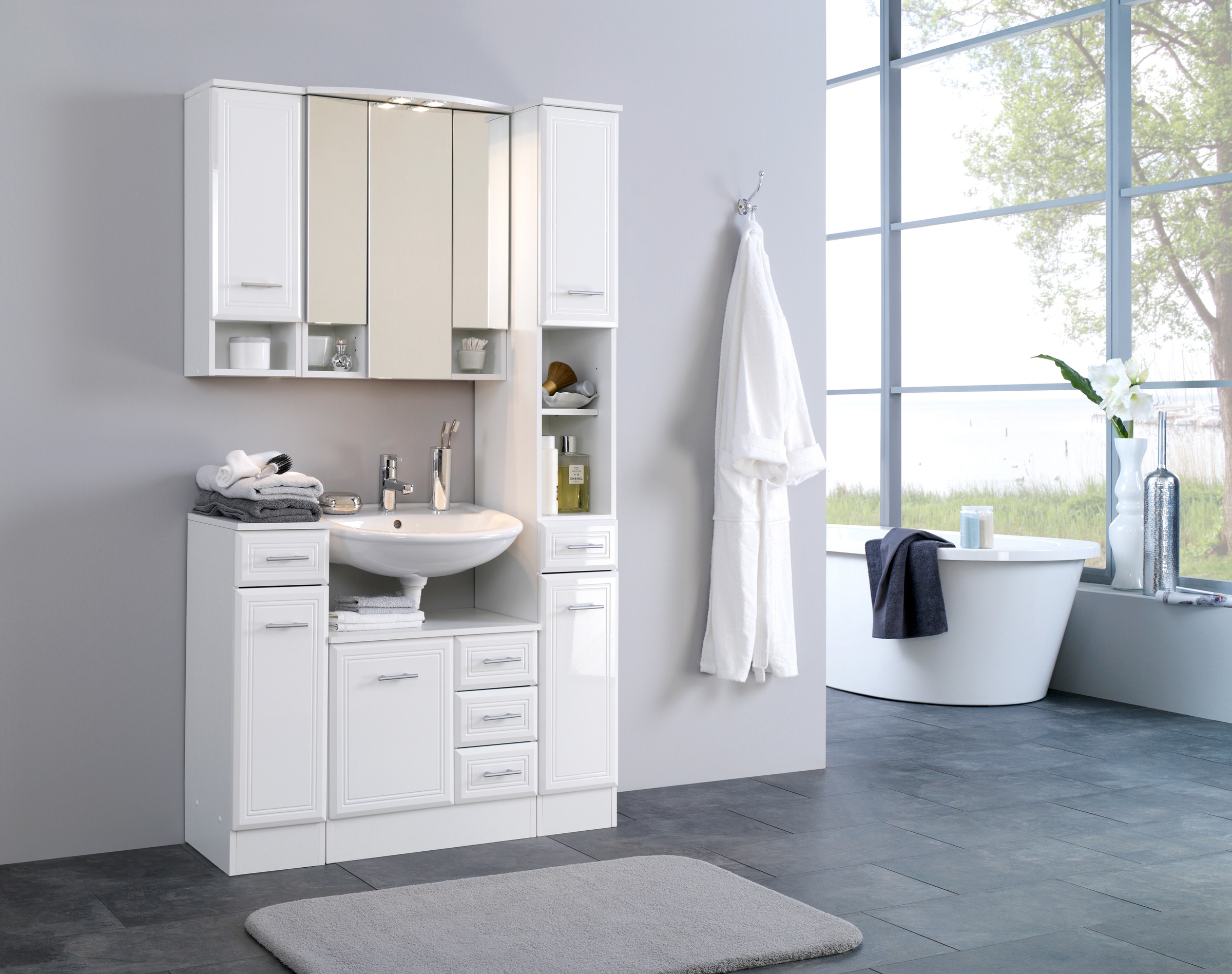welltime Unterschrank »Neapel«, Breite 25 cm, mit Hochglanzfronten und eleganter Fräsung