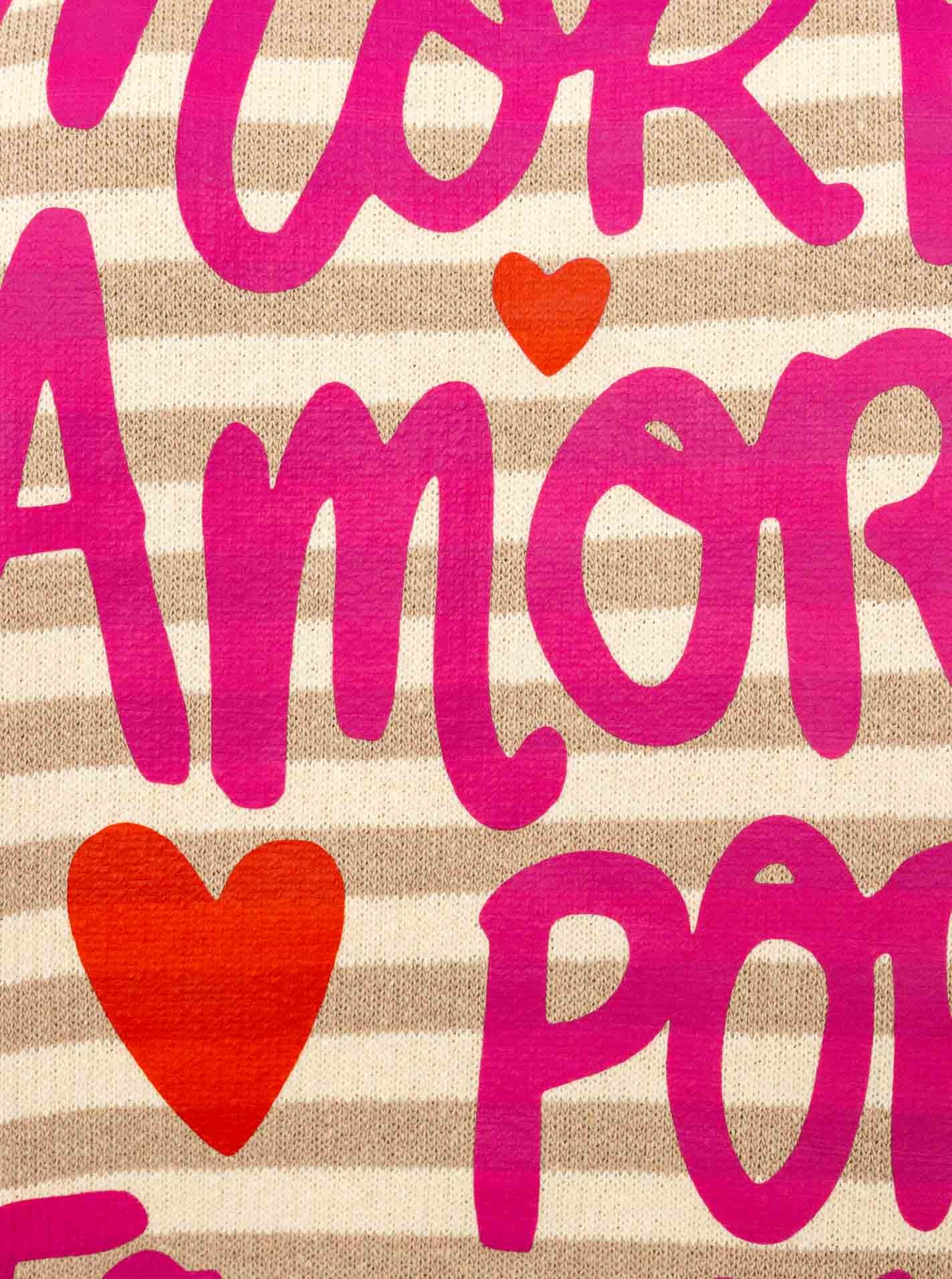 Zwillingsherz Streifenpullover »"More Amor Por Favor "« gestreift, Rundhals, große Aufschrift