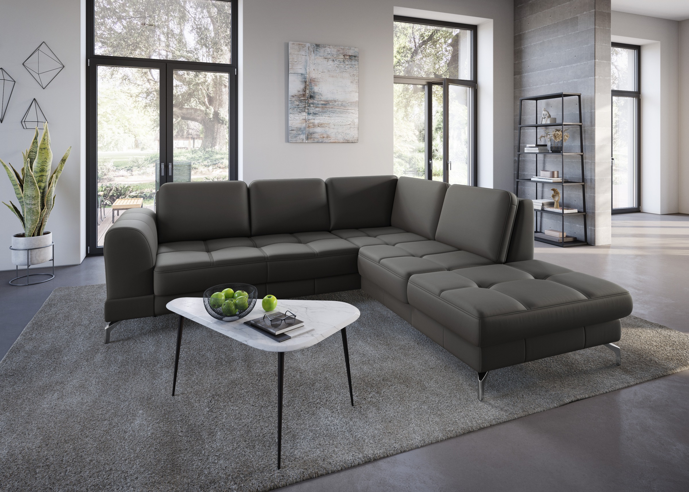 sit&more Ecksofa »Bendigo L-Form«, inklusive Sitztiefenverstellung, Bodenfreiheit 12 cm, in 2 Fußfarben
