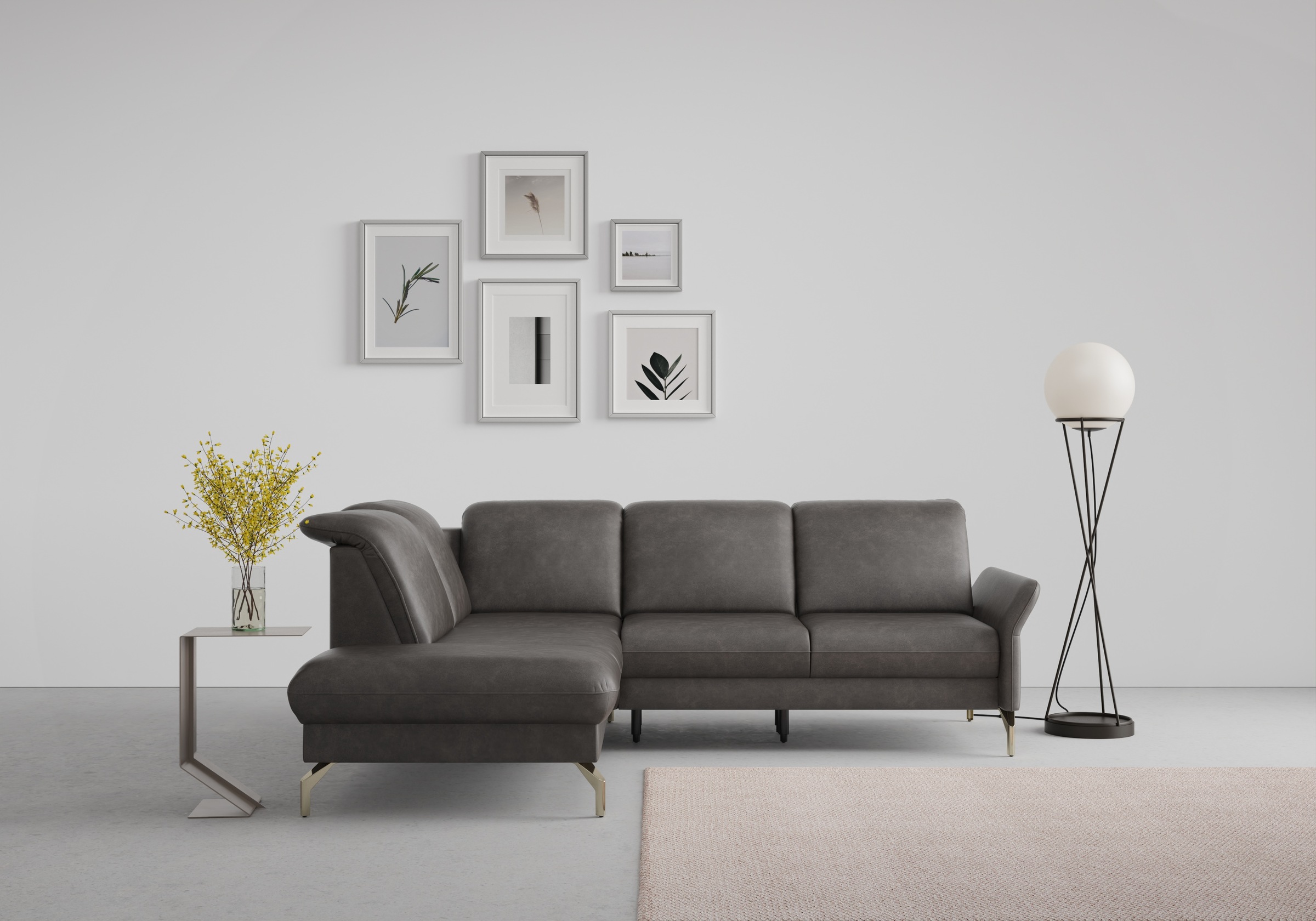 Thumbnail - sit&more "Fashion L-Form" wahlweise mit Kopfteilverstellung, Vorziehsitz, motorisch, Nickelfüße