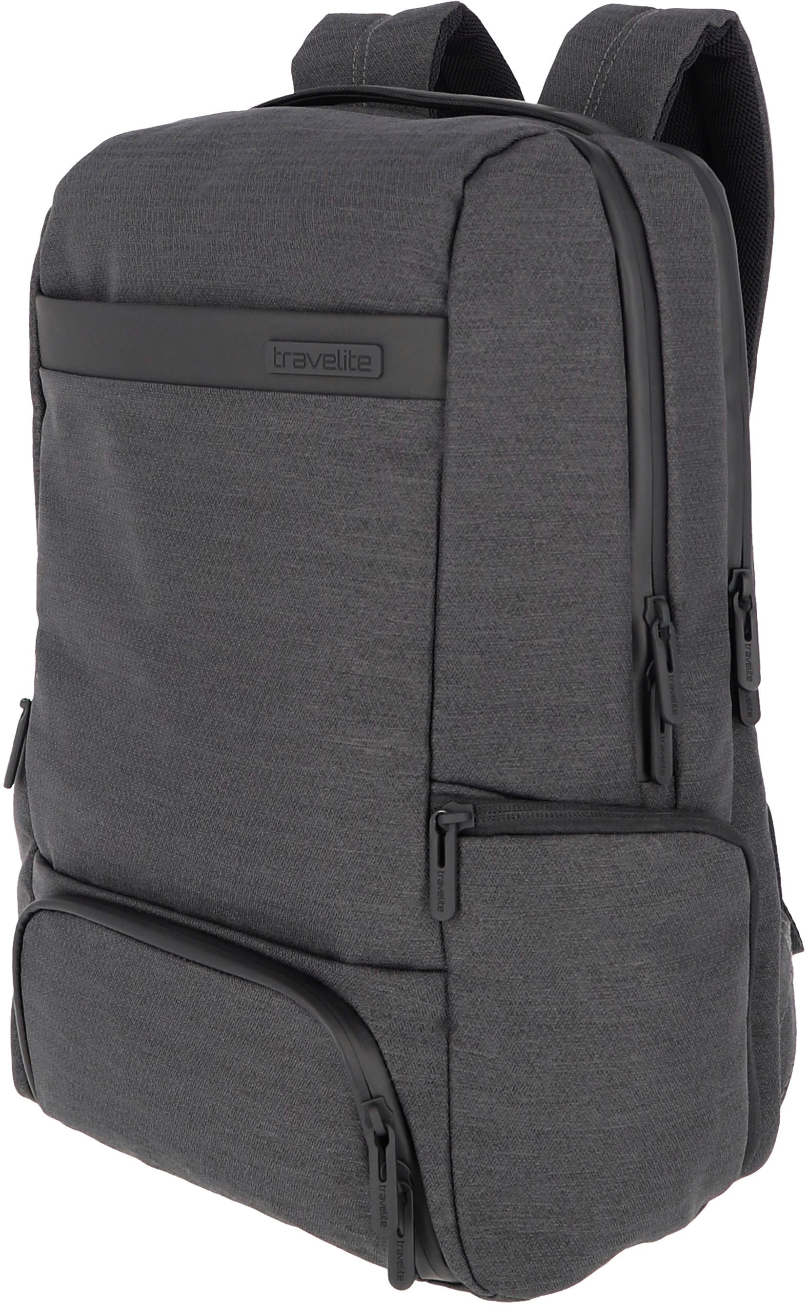 travelite Rucksack "Meet, 41 cm, anthrazit", Arbeitsrucksack Schulrucksack Laptoprucksack mit 15,6-Zoll Laptopfach