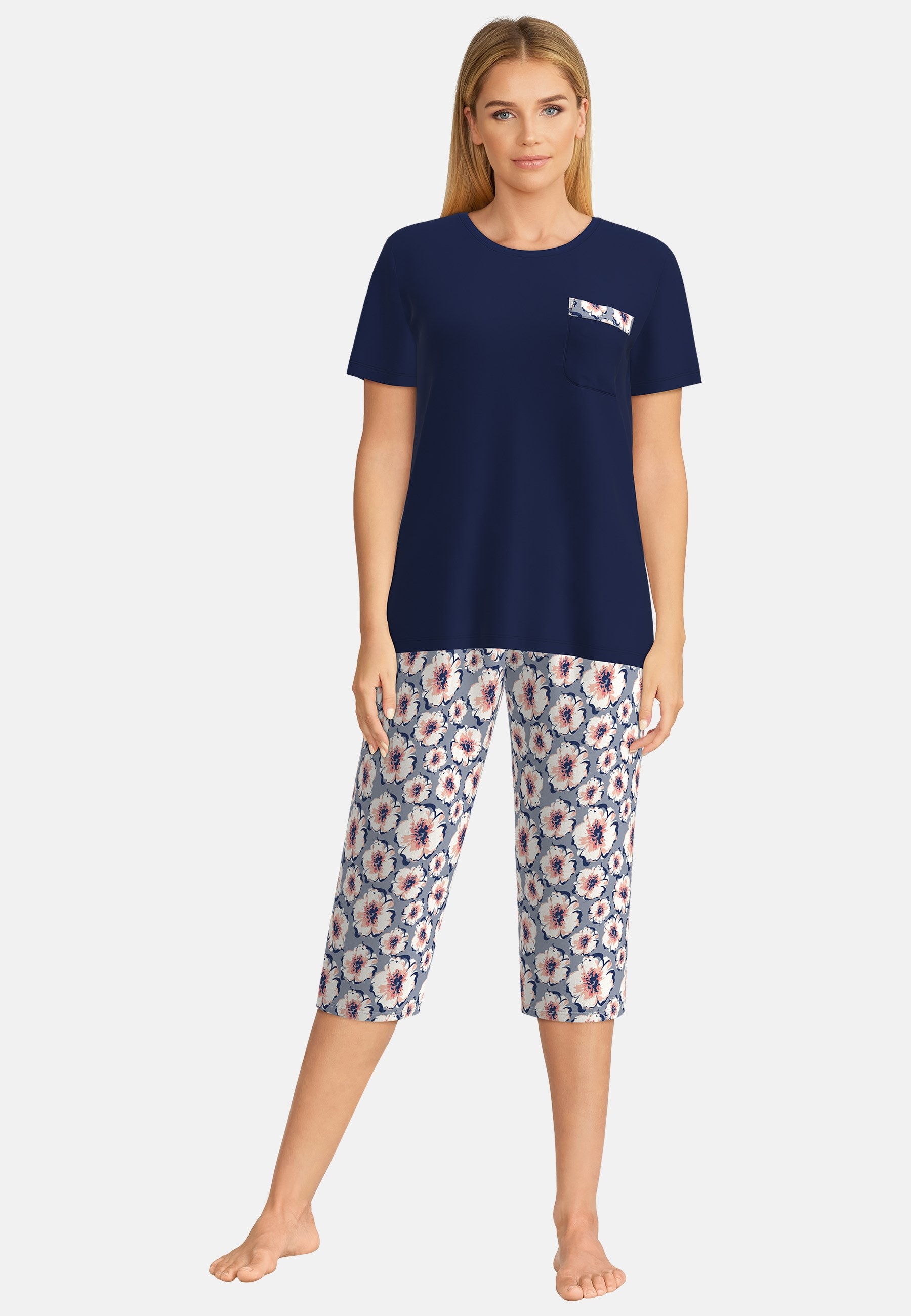 GÖTZBURG Capri-Pyjama "Galway" 2 Stk. tlg., Kurzarm, 3/4 lange Hose, Rundha günstig online kaufen