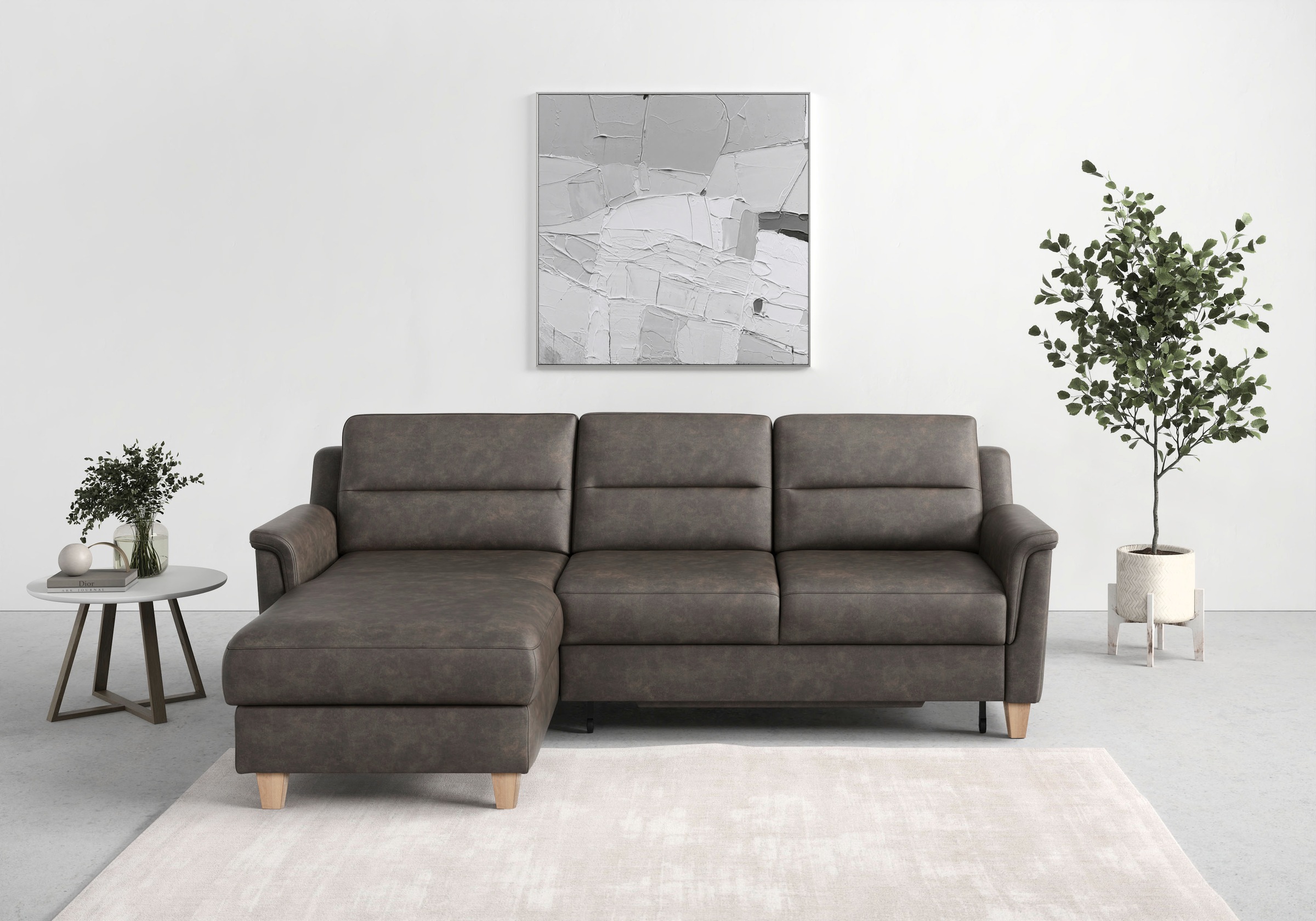 sit&more Ecksofa »Farö L-Form«, inklusive Federkern, wahlweise mit Bettfunktion und Bettkasten