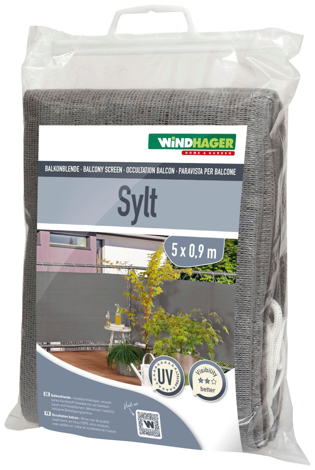 Windhager Balkonsichtschutz »SYLT«, Balkonblende, 0,9x5m, grau