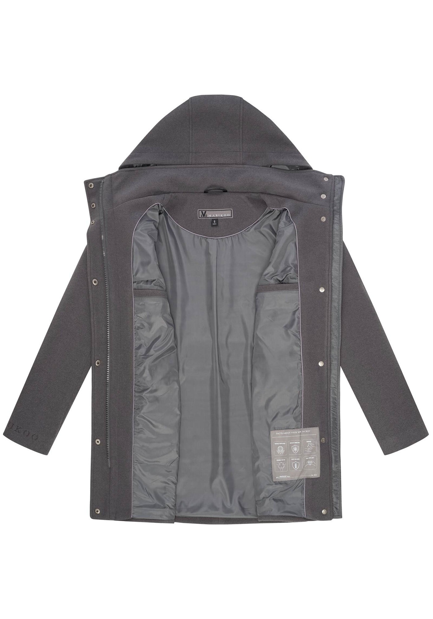 Marikoo Kurzmantel »Katalinaa«, Eleganter Wickel Mantel mit Taillengürtel und Oversized Hood Kapuze